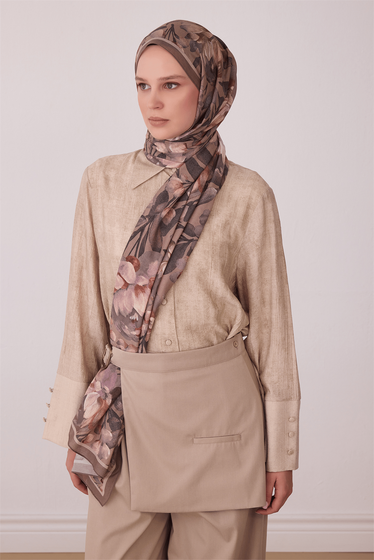 Belli Fresh Vual Şal - 4128-93 Vizon Kahve
