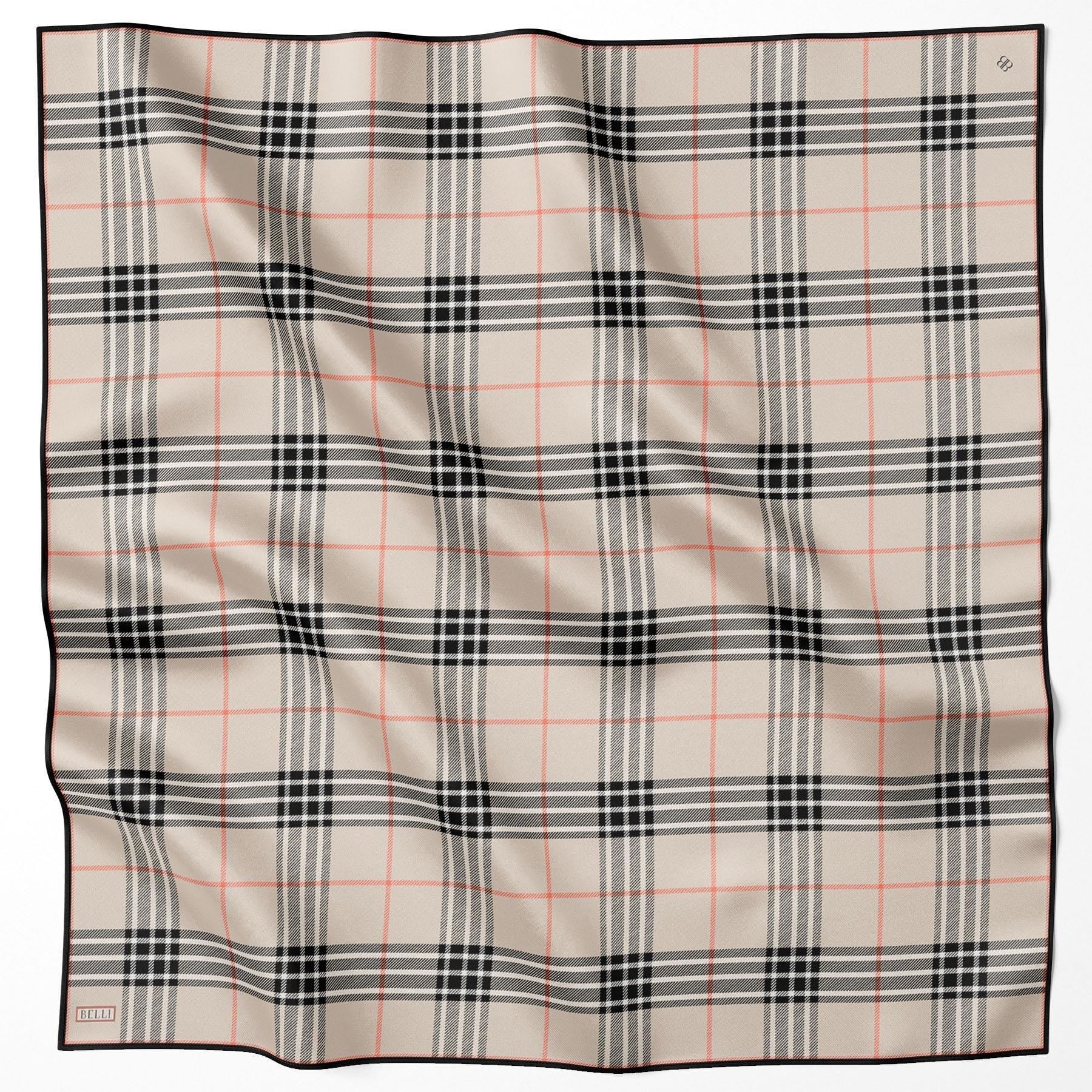 Belli İpek Eşarp - 4122-02 Krem Twill