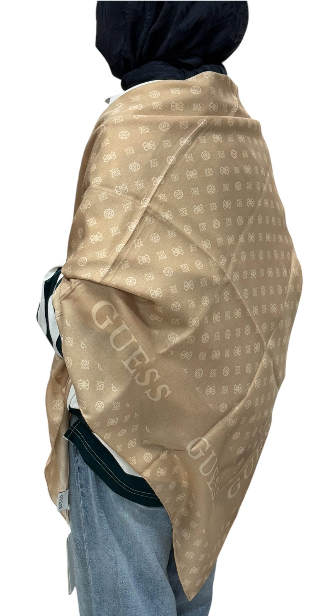 Guess Pamuk İpek Monogram Şal - 5760 - Bej