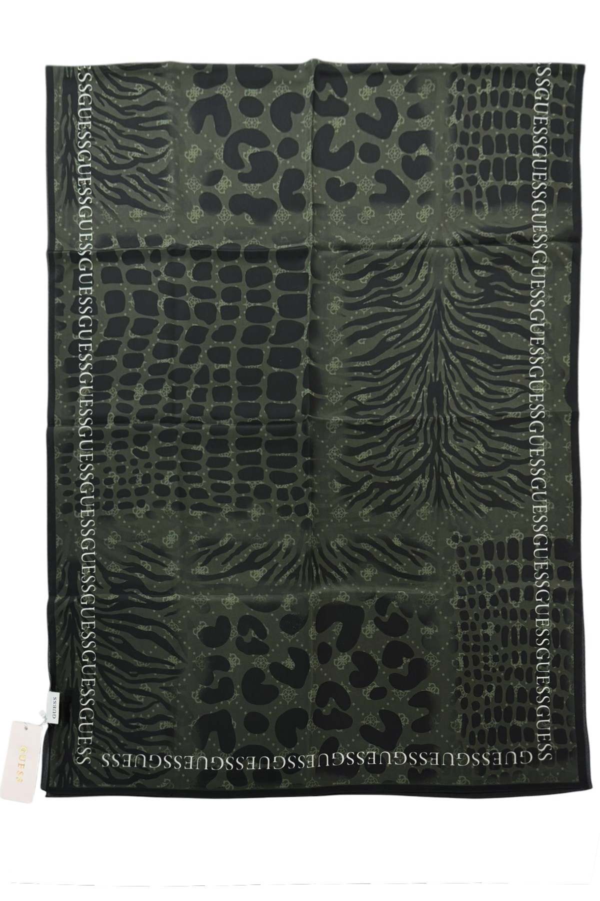 Guess Pamuk İpek Monogram Şal - Leopar Desenli - 5742 - Haki