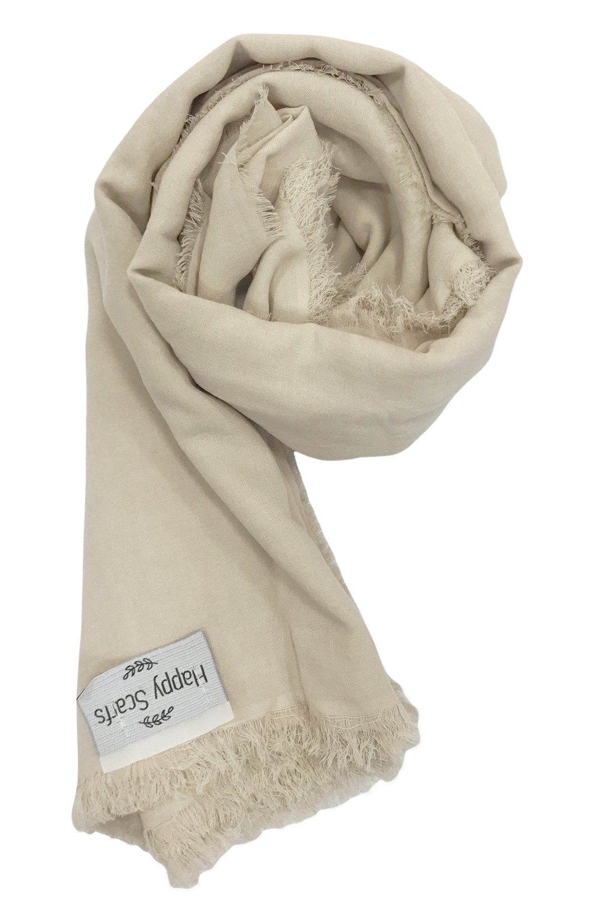 Happy Scarfs Kraş Pamuk Şal - Bej