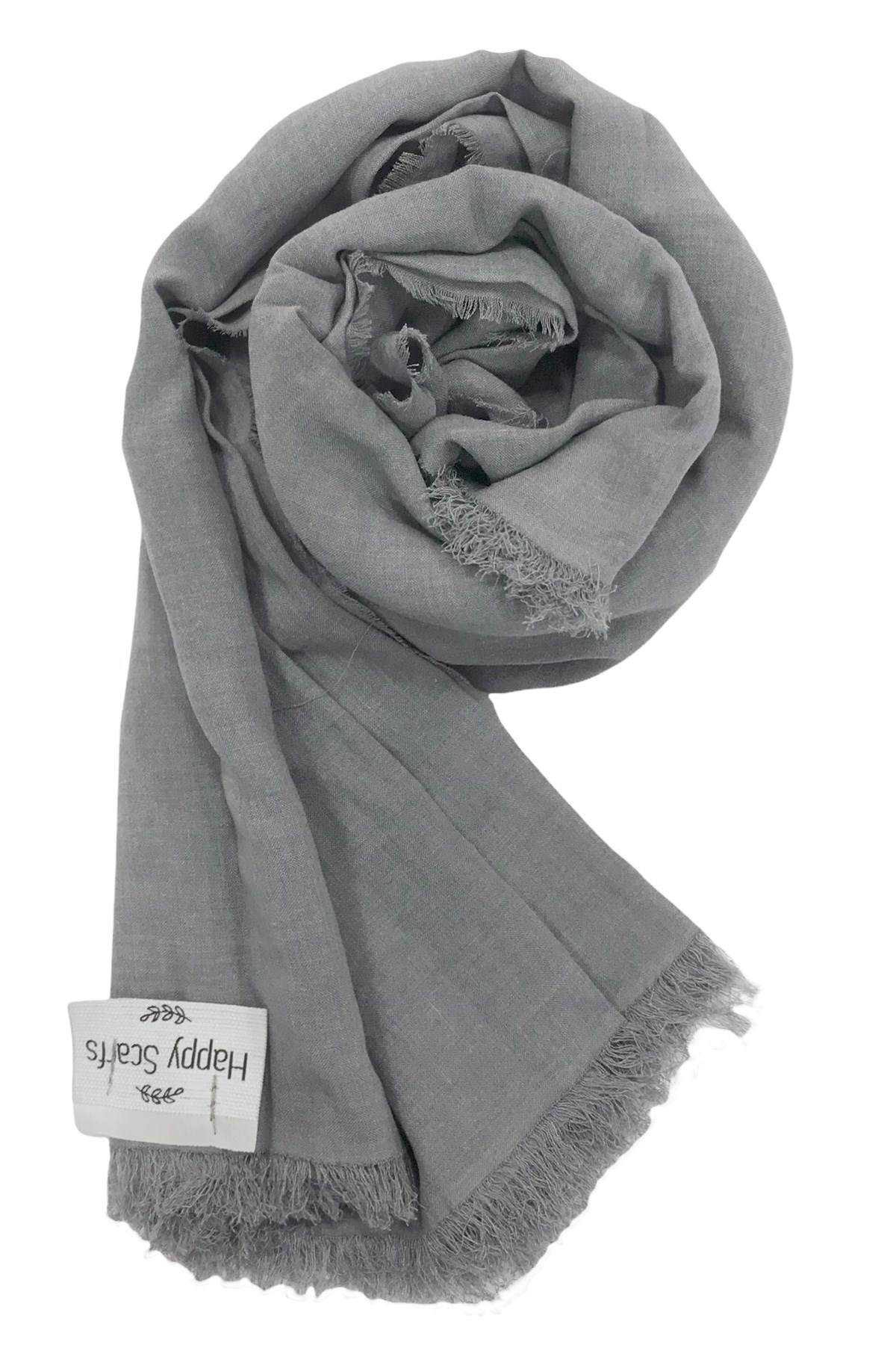 Happy Scarfs Kraş Pamuk Şal - Gri