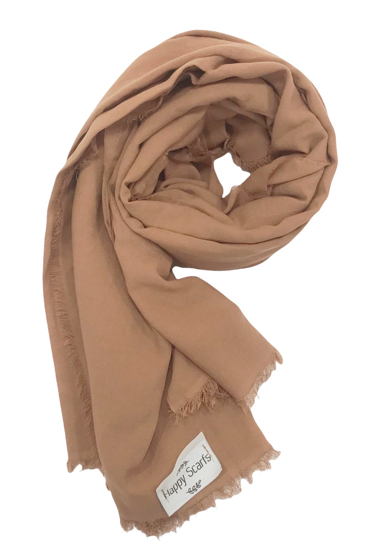 Happy Scarfs Kraş Pamuk Şal - Karamel