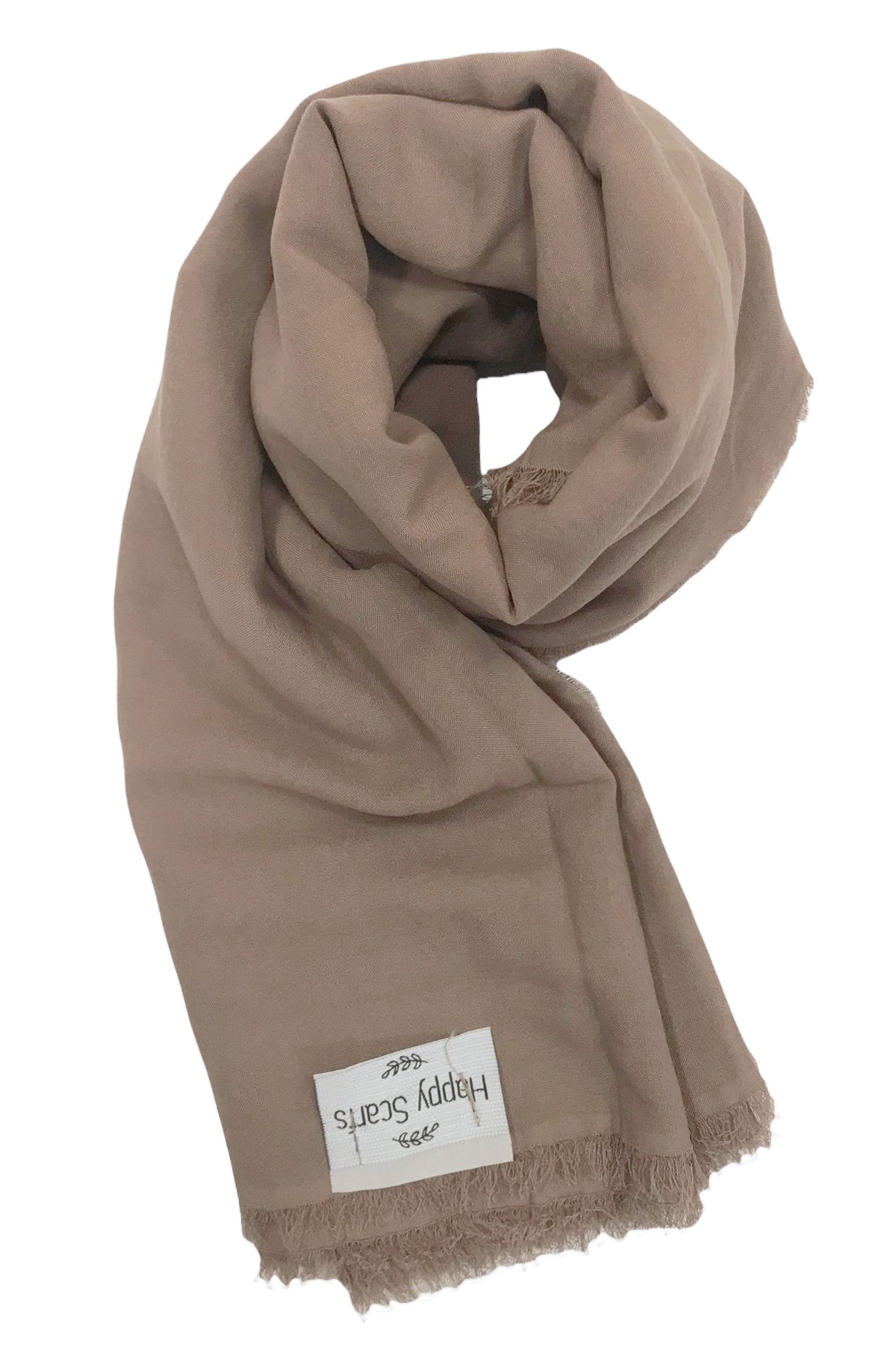 Happy Scarfs Kraş Pamuk Şal - Latte