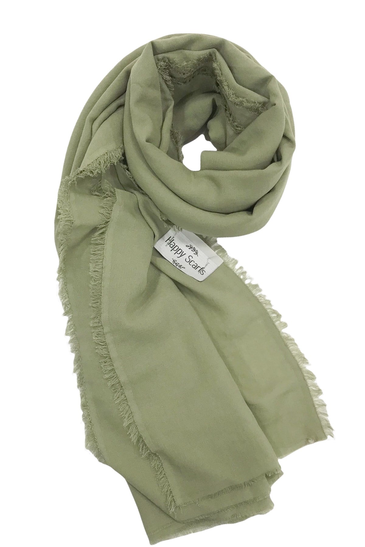 Happy Scarfs Kraş Pamuk Şal - Yağ Yeşili
