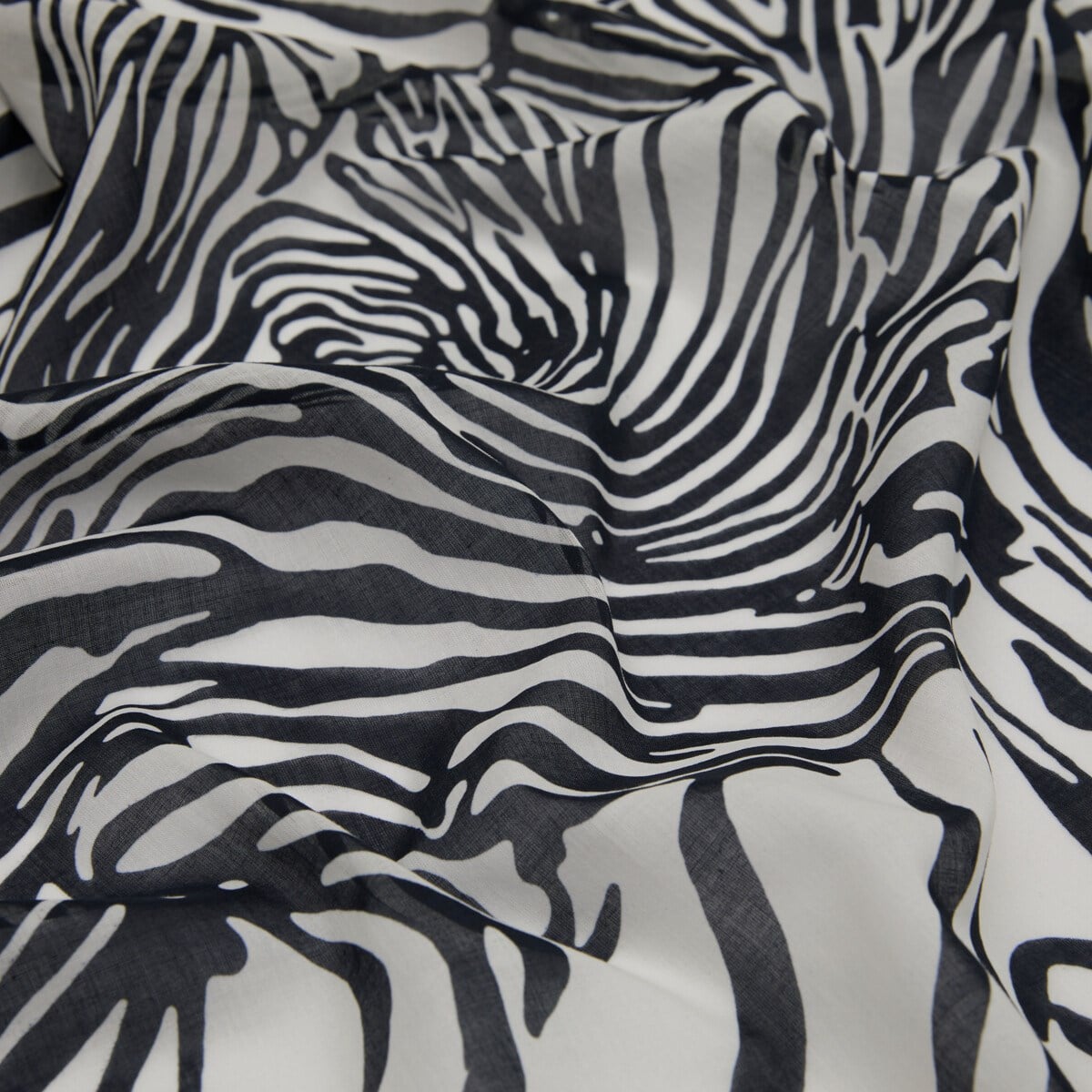 İpekevi Pamuk Eşarp - Zebra Desenli - Siyah Beyaz