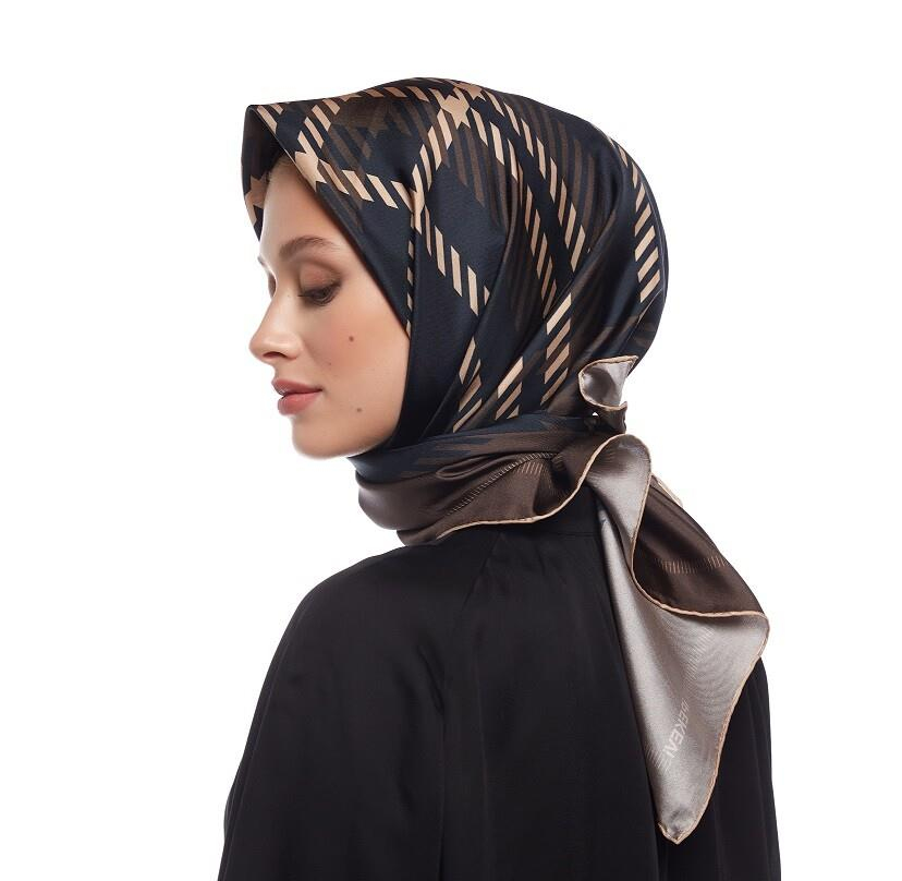 İpekevi Twill İpek Eşarp - Hunter Ekose - Acı Kahve
