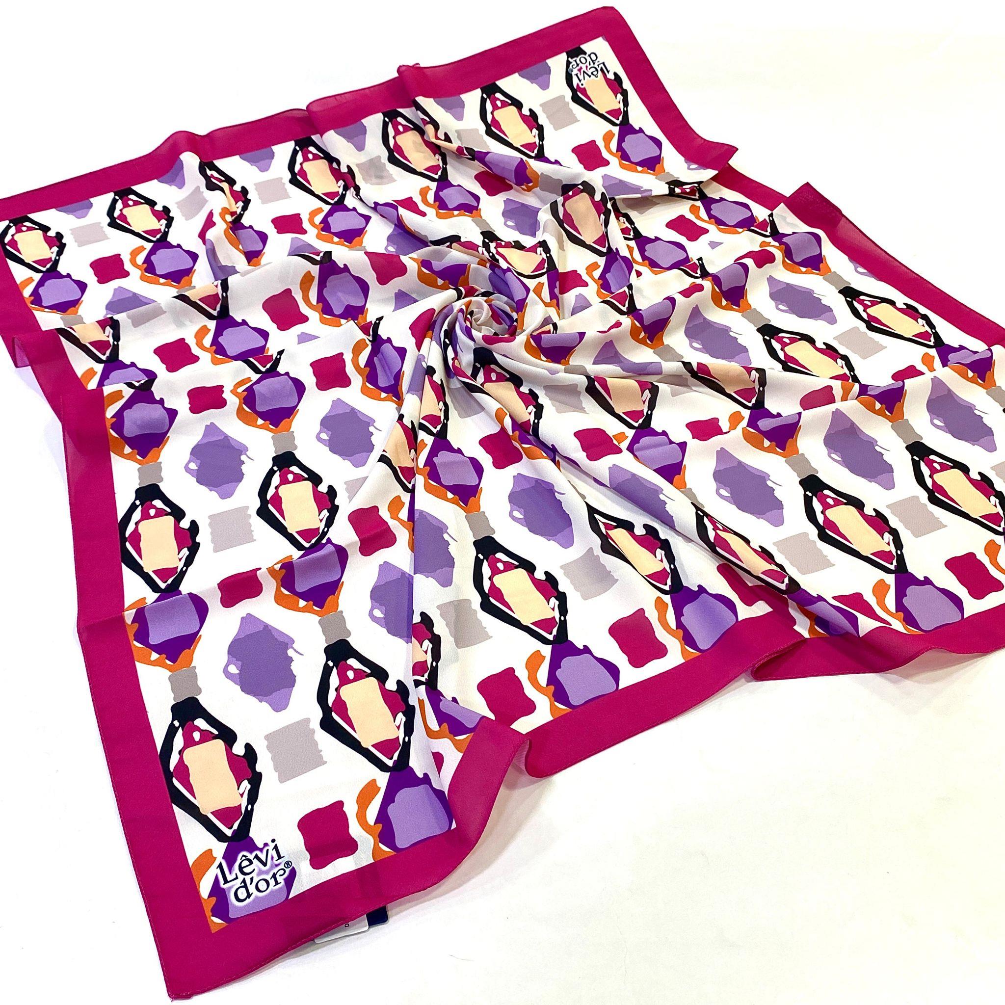 Levidor Desenli Violet Eşarp - 16199 - Vişne