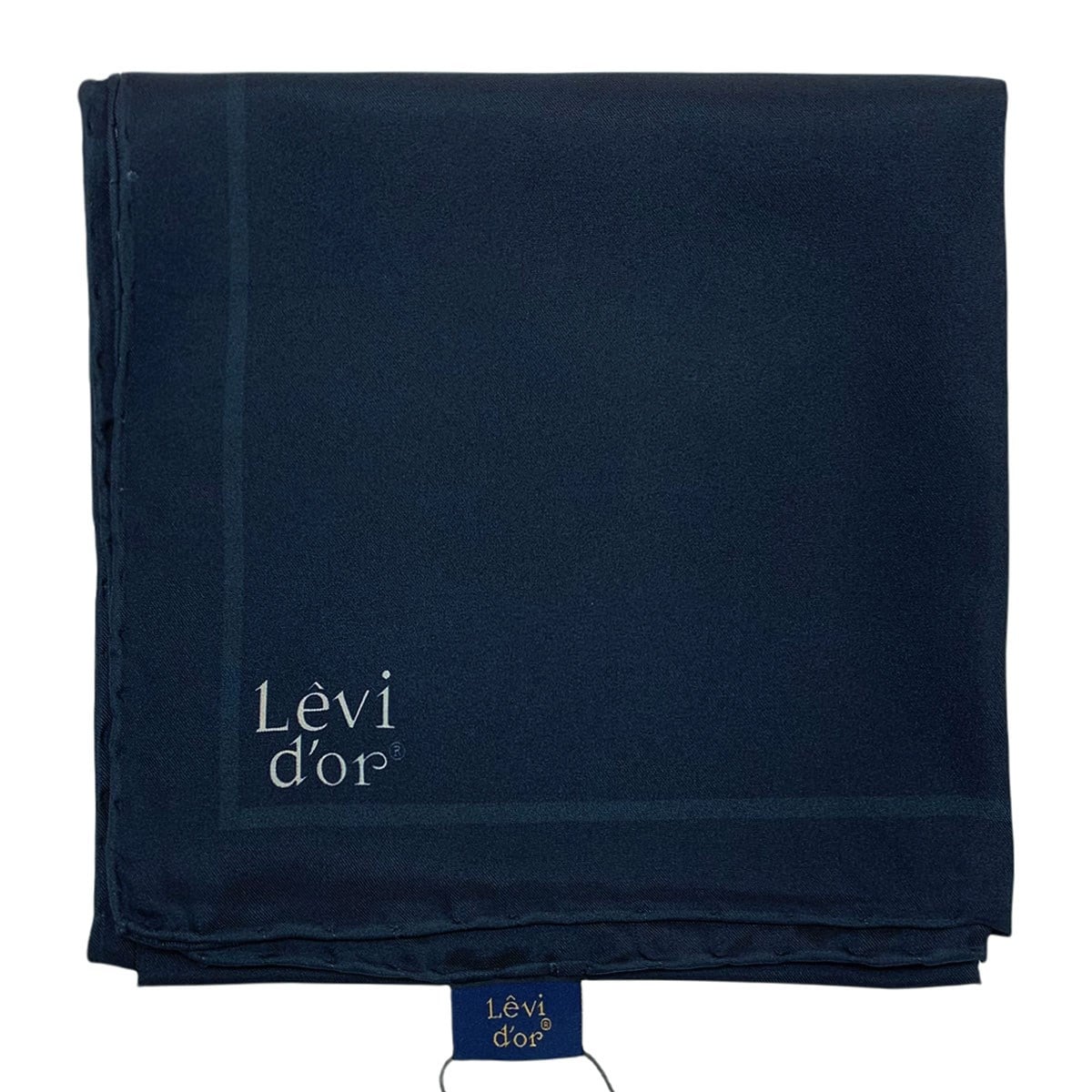 Levidor Şeritli Düz Twill İpek Eşarp - Lacivert