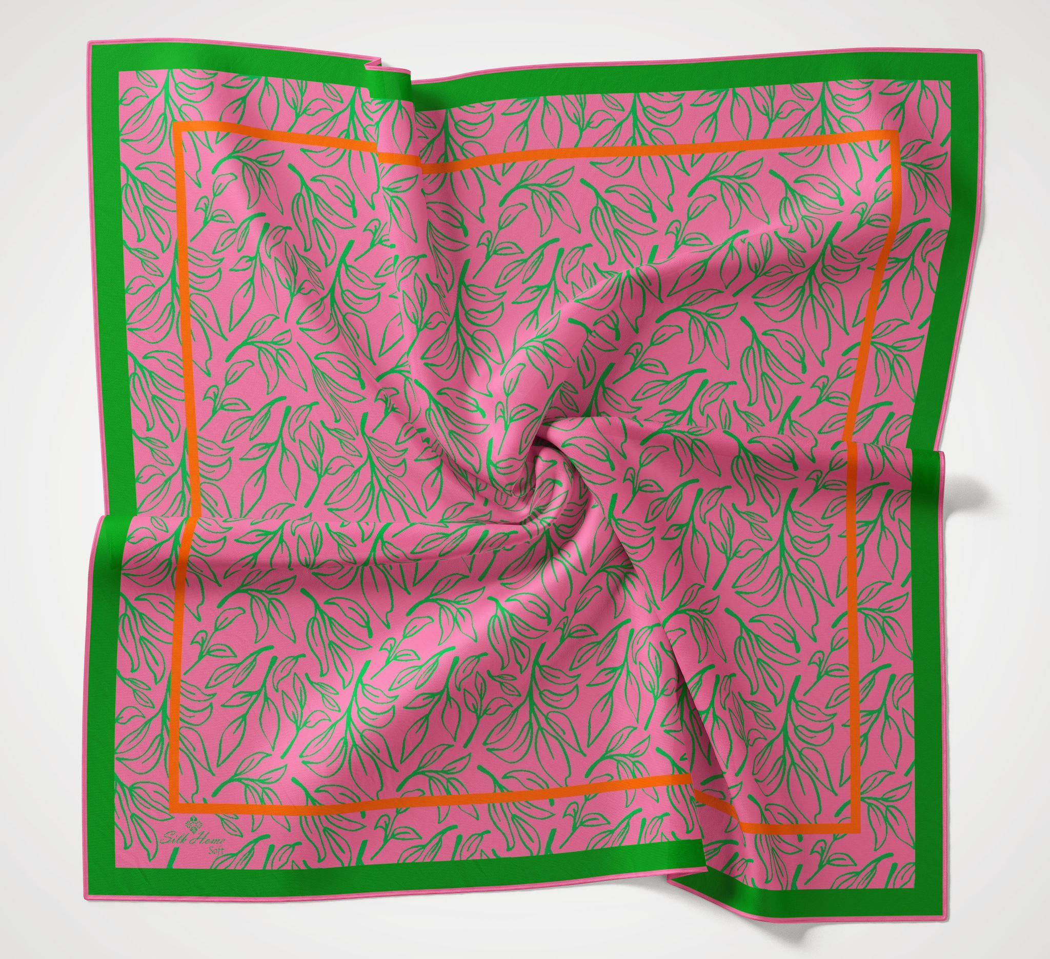 Silk Home Desenli Soft Eşarp - 1021 - Pembe Yeşil