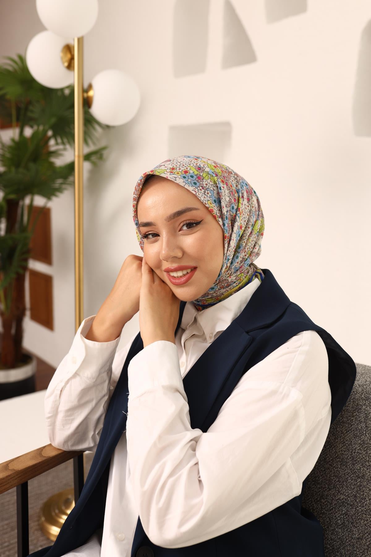 Silk Home Desenli Soft Eşarp - 1070 - Sarı