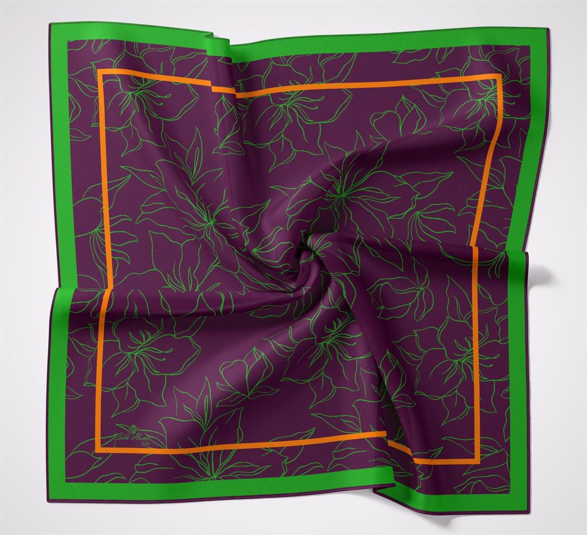 Silk Home Desenli Soft Eşarp - Mürdüm
