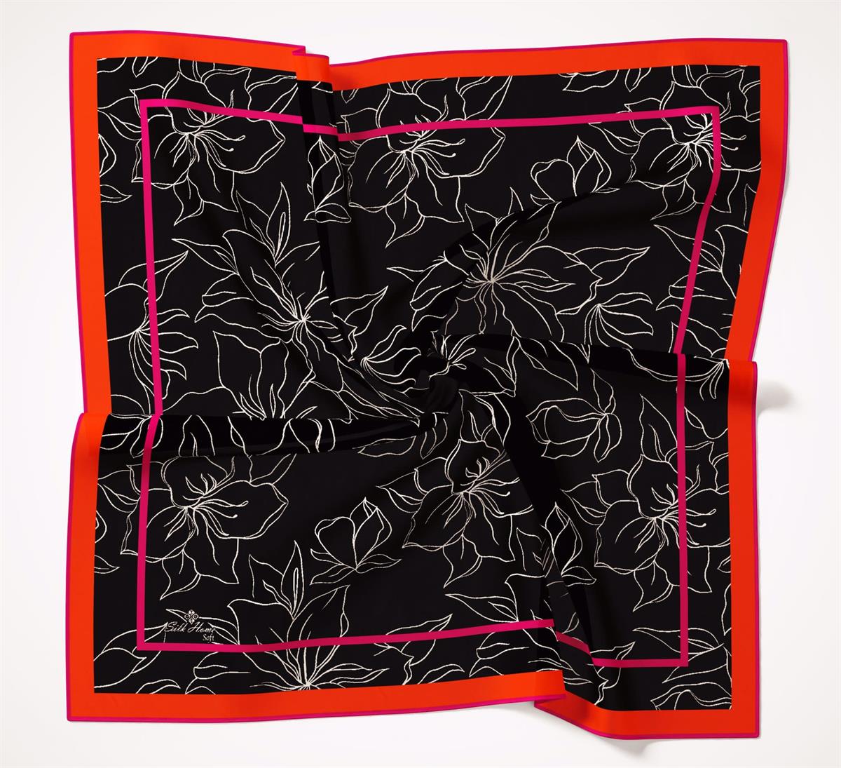 Silk Home Desenli Soft Eşarp - Siyah Turuncu