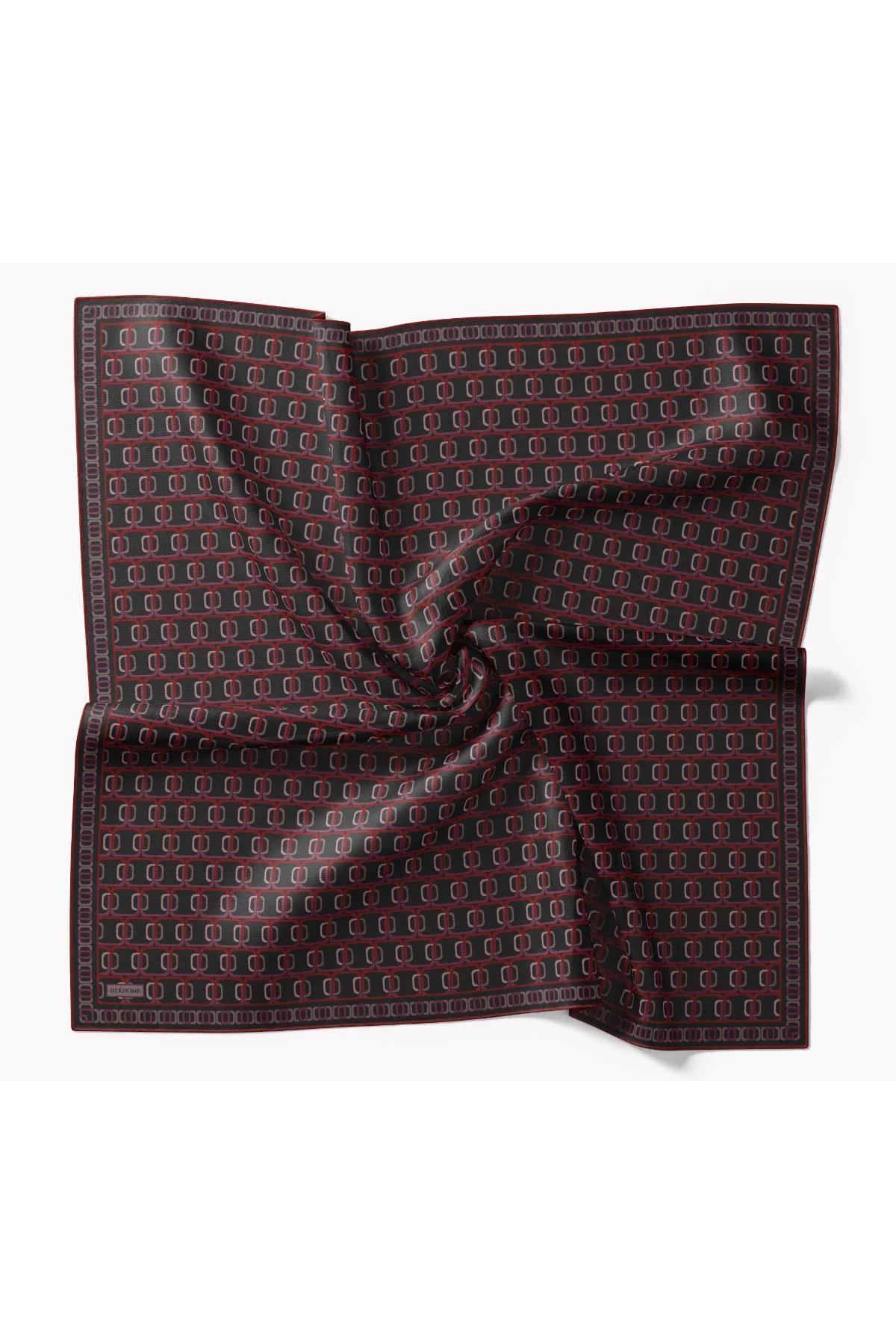 Silk Home Twill İpek Eşarp - 11521-09 Siyah Bordo