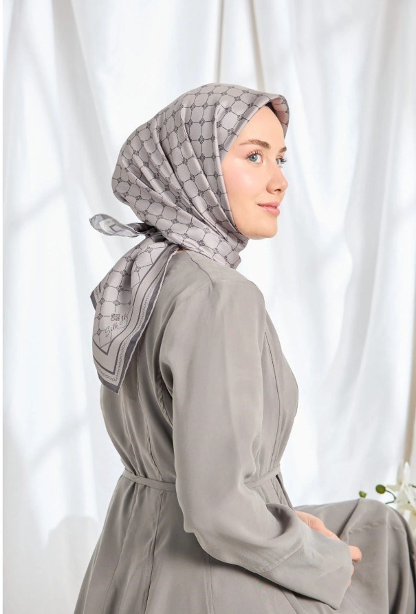Silk Home Twill İpek Eşarp - 11539-02 Koyu Gri