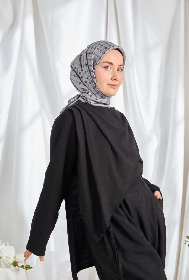 Silk Home Twill İpek Eşarp - 11539-07 Füme