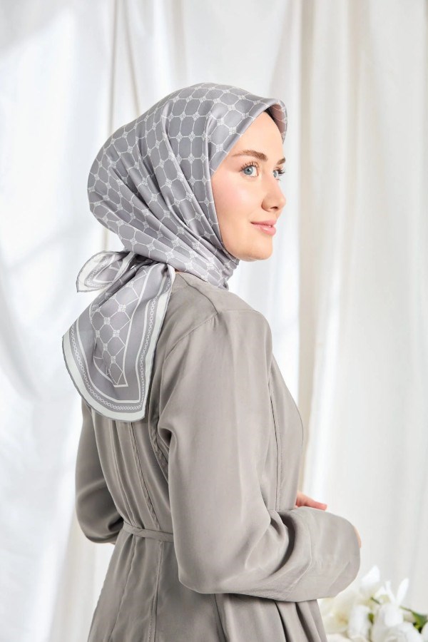 Silk Home Twill İpek Eşarp - 11539-08 Açık Gri