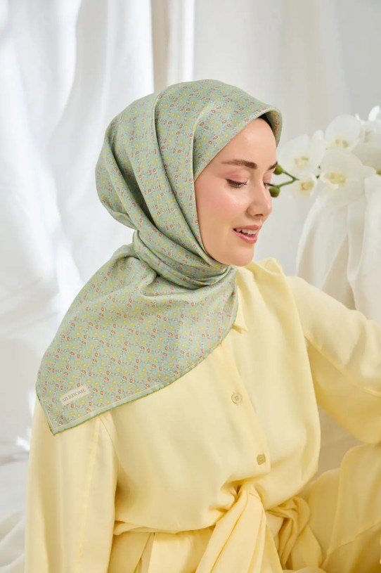 Silk Home Twill İpek Eşarp - 11540-26 Mint Yeşili