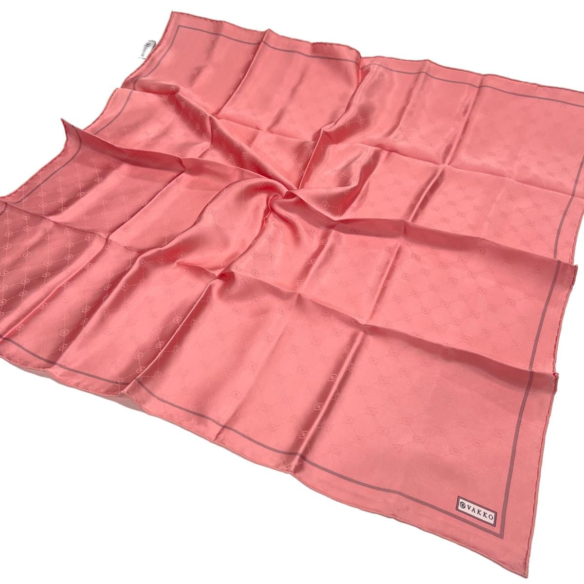 Vakko Jakarlı İpek Eşarp - Monogram - Şeker Pembe