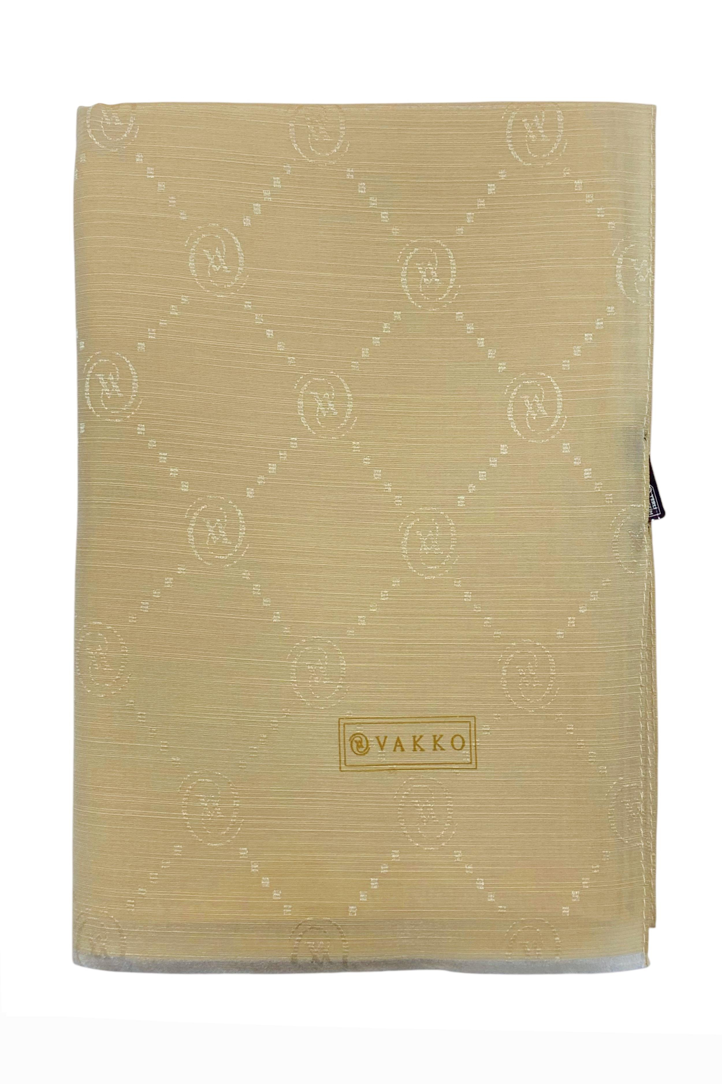 Vakko Pamuk İpek Şal - Monogram - Bej