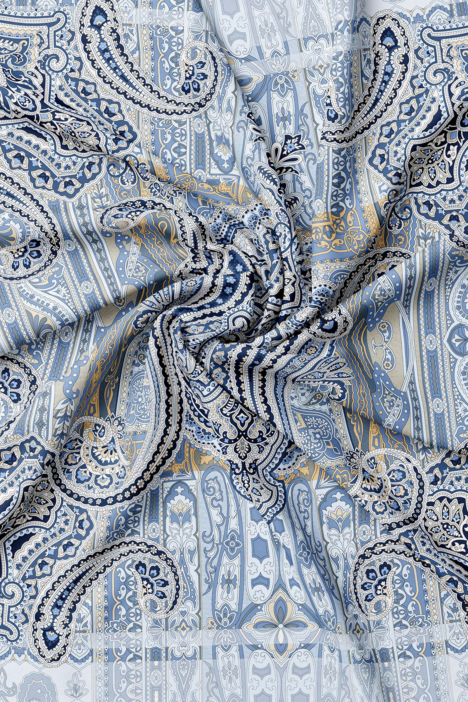 Vakko Twill İpek Eşarp - 2688-68 Lacivert