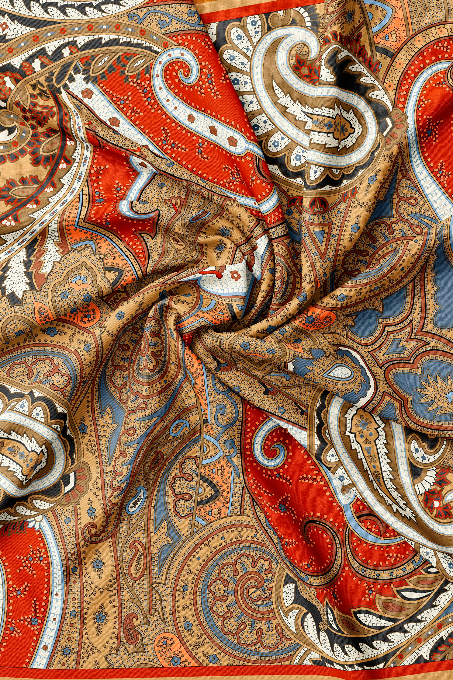 Vakko Twill İpek Eşarp - 4145-61 Camel