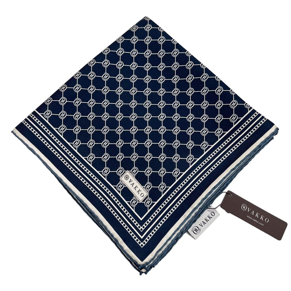 Vakko Twill İpek Eşarp - Özel Seri - Koyu Mavi