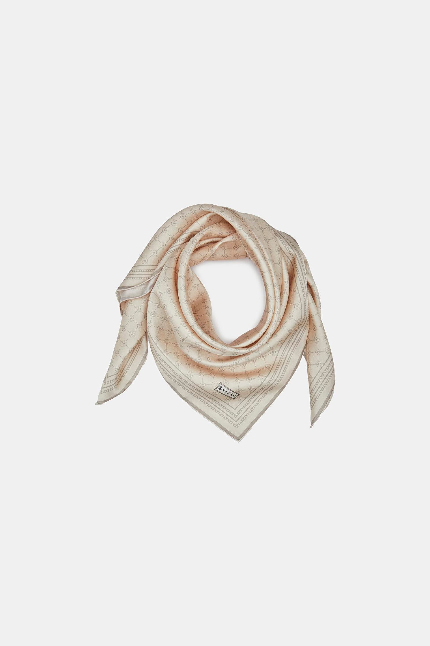 Vakko Twill İpek Eşarp - Özel Seri - Soft Krem
