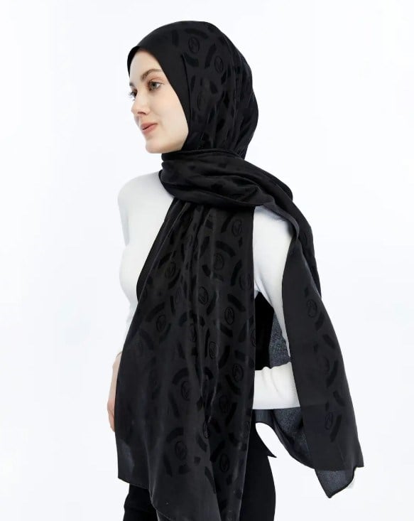 Valentino Orlandi Alia Şal - Vektör Desen - Siyah