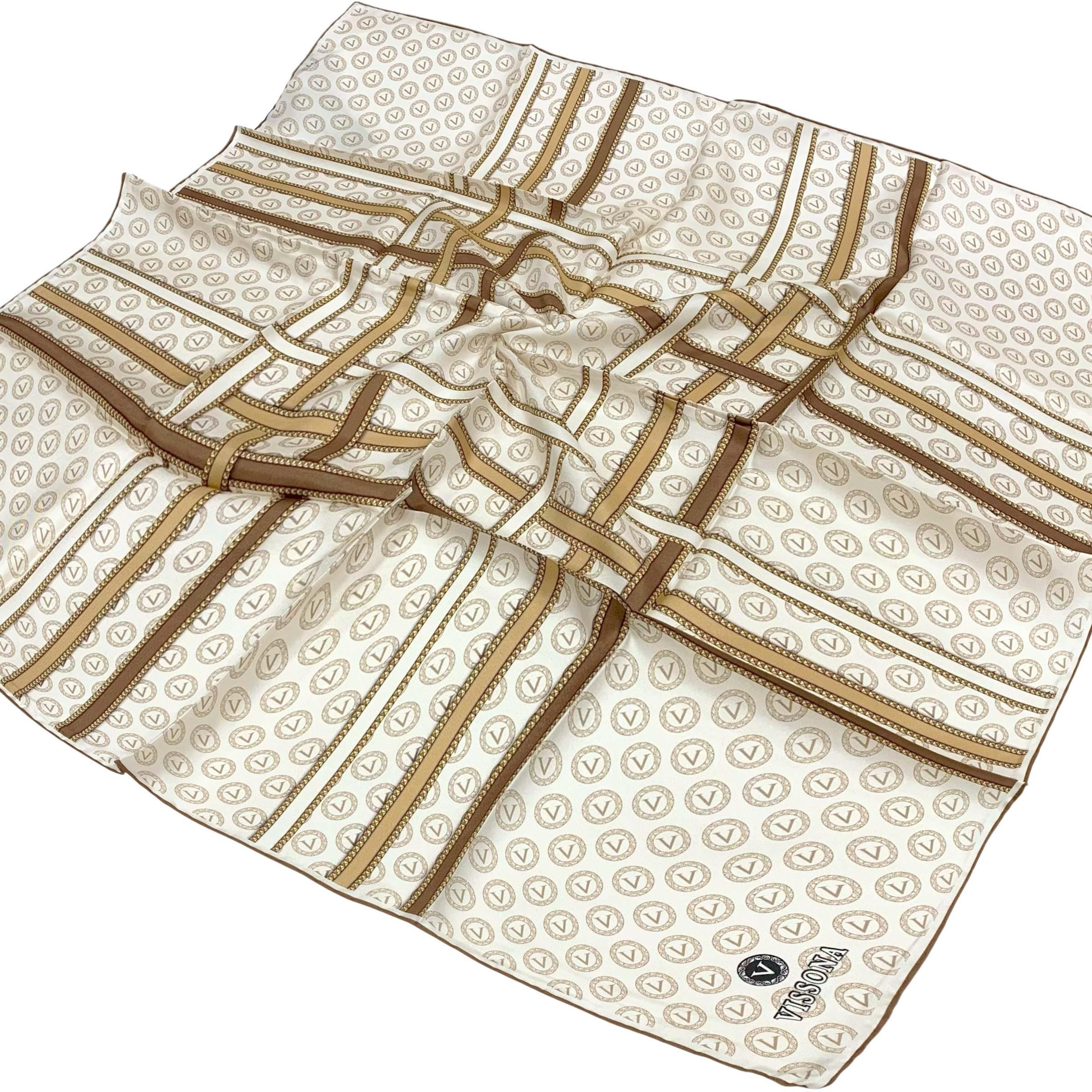 Vissona Twill İpek Eşarp - 10626 - 0003-0004 Krem Bej
