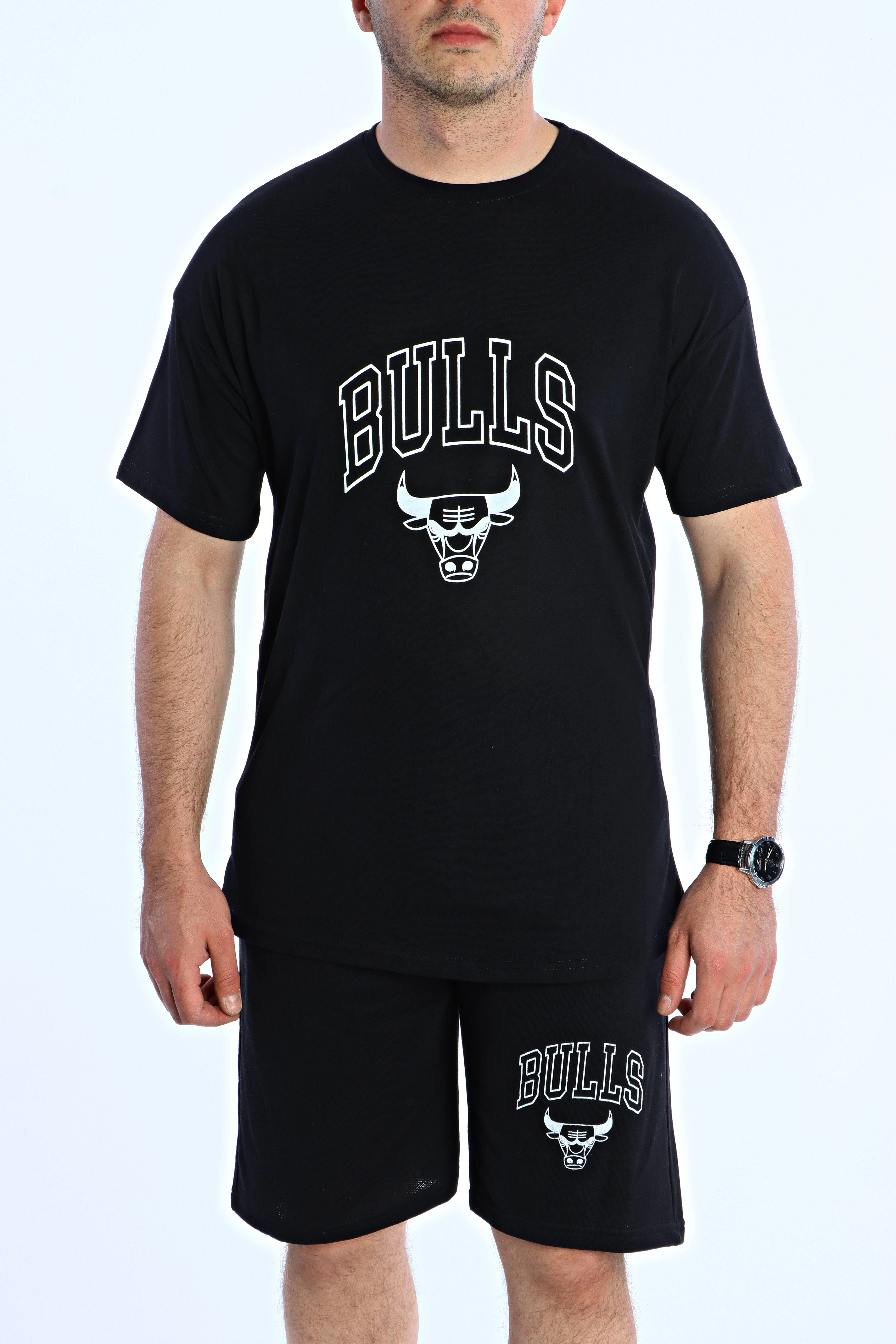 Bulls Baskılı Şort Takım Siyah