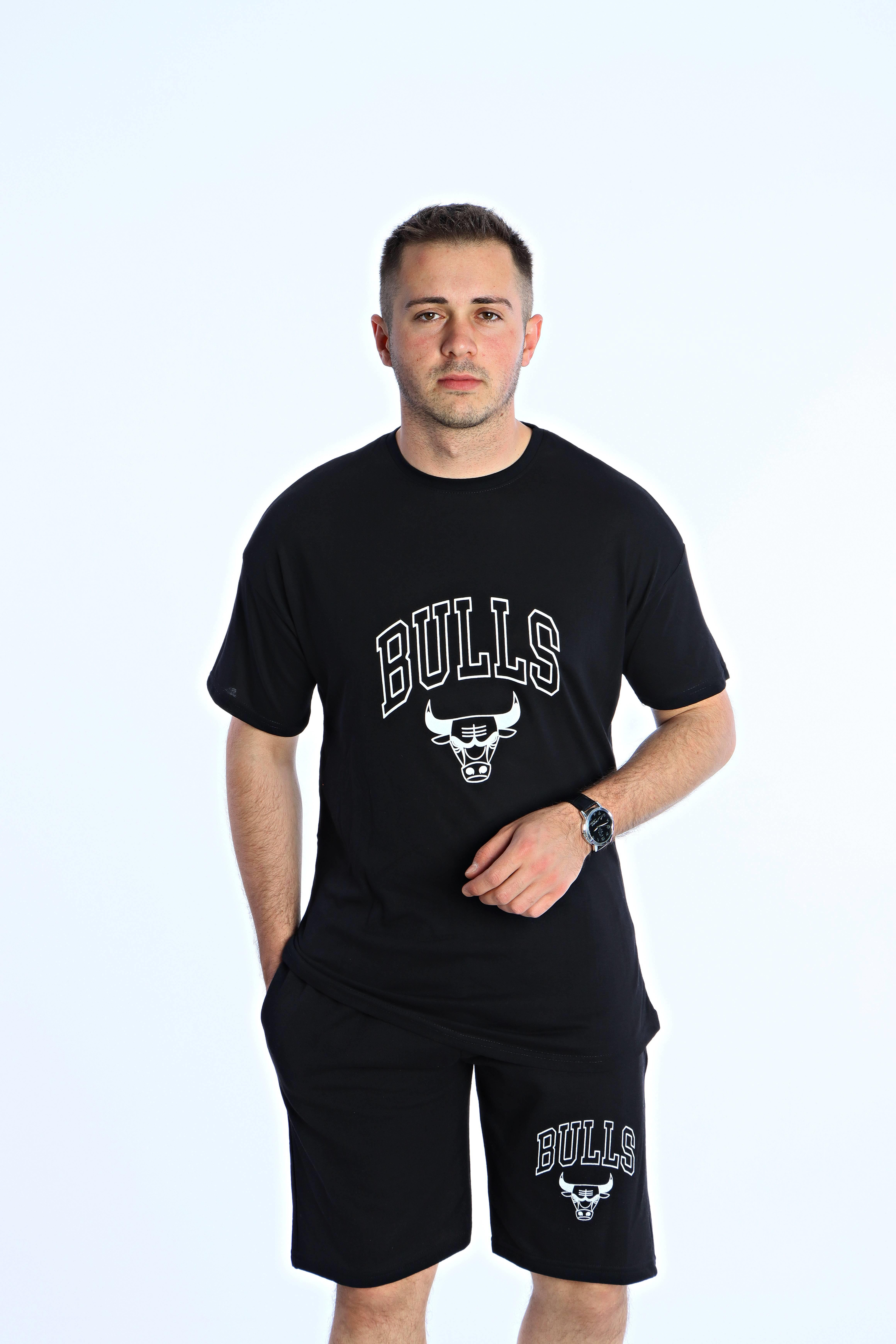 Bulls Baskılı Şort Takım Siyah