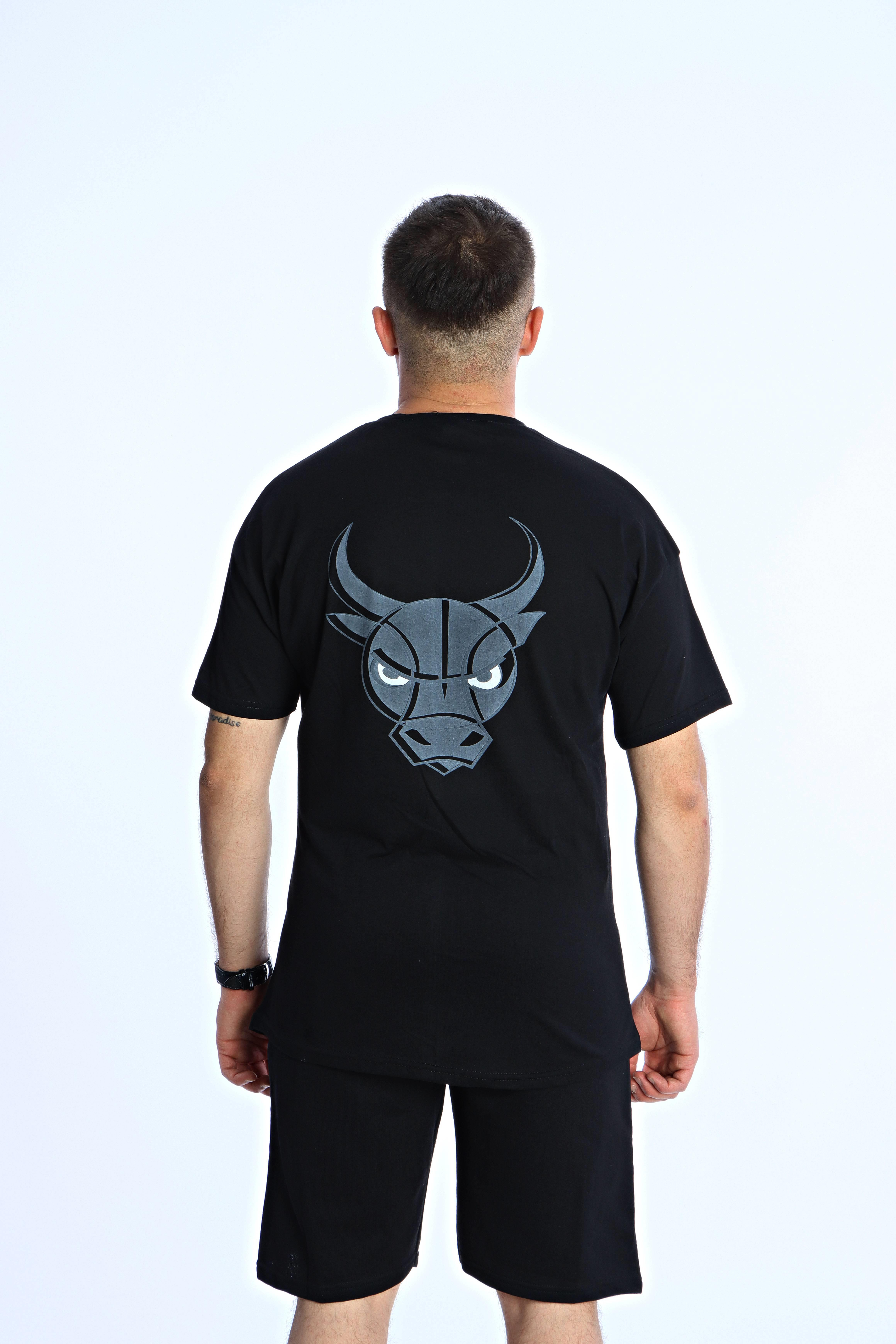 Bulls Baskılı Şort Takım Siyah