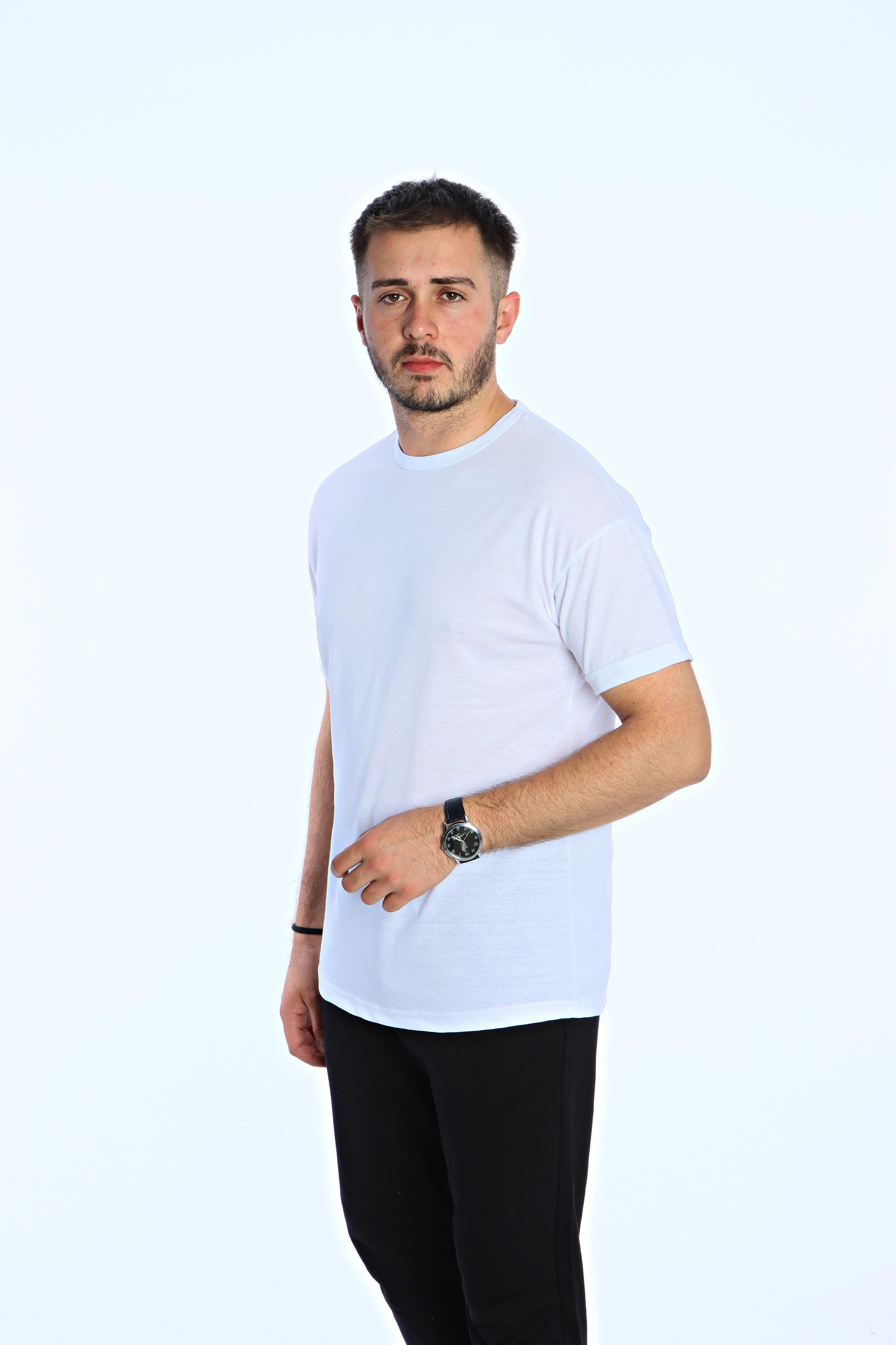 Düz Eko Oversize Tşört Beyaz