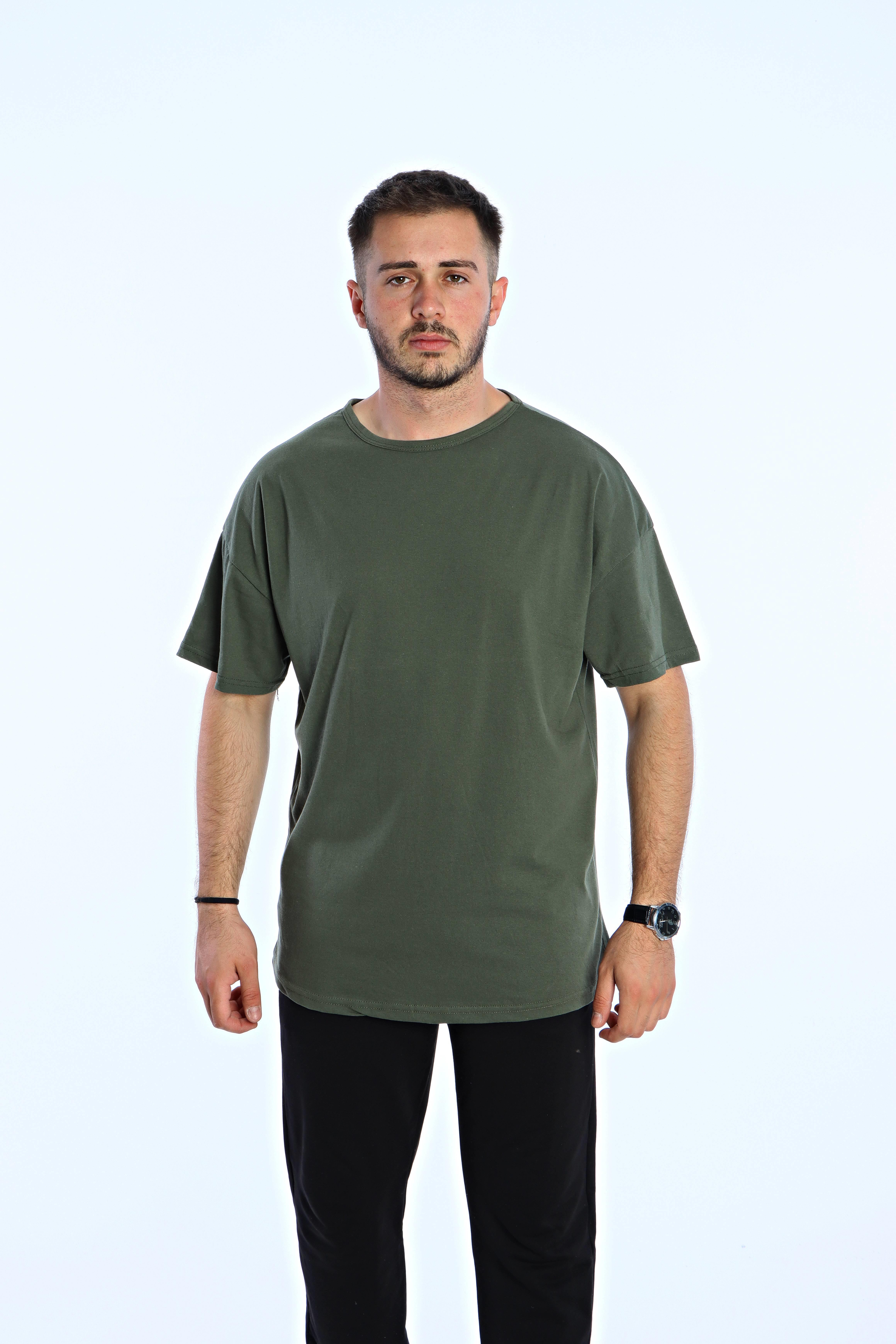 Düz Eko Oversize Tşört Haki