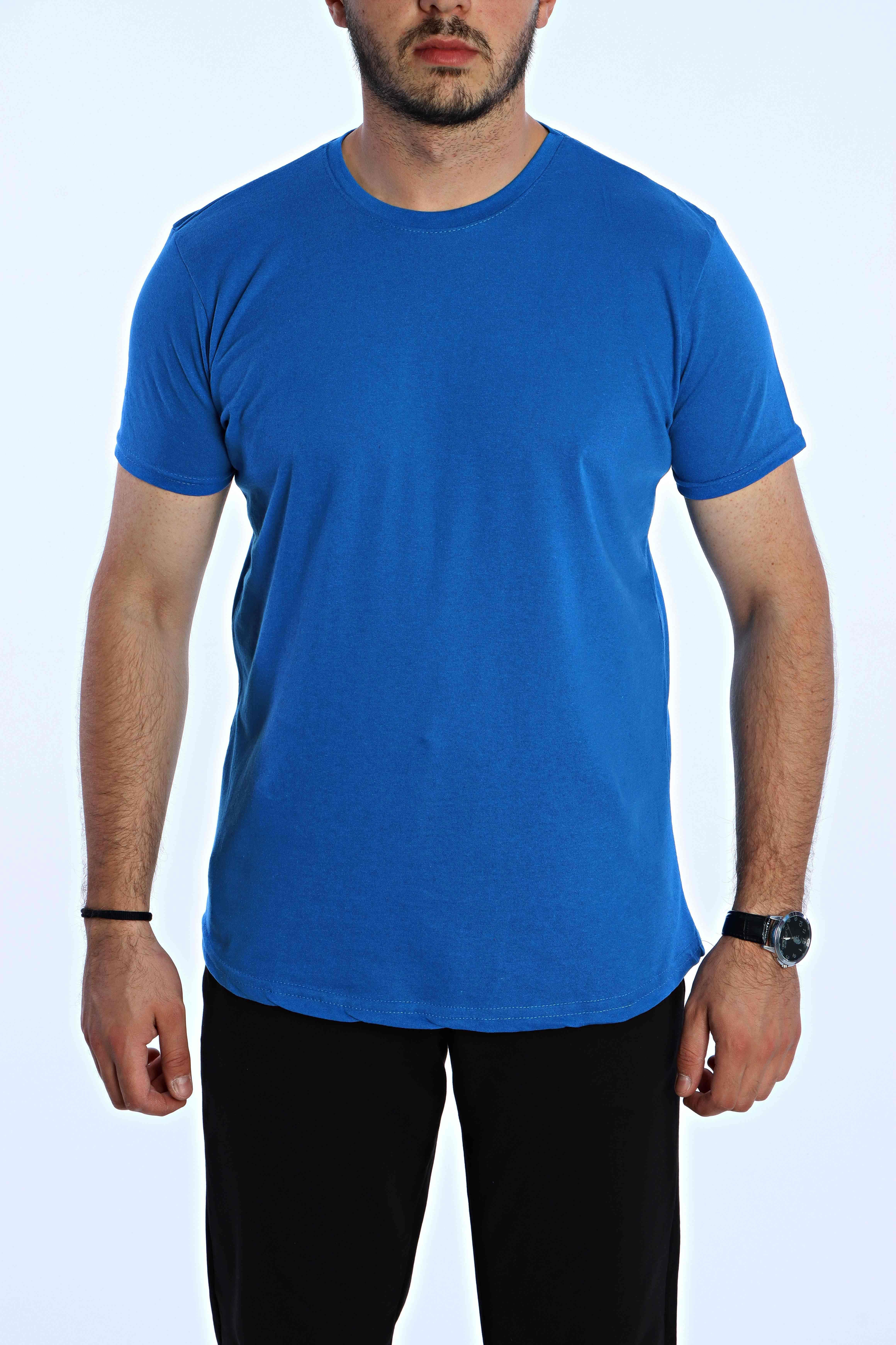 Düz Eko Oversize Tşört Saks Mavi