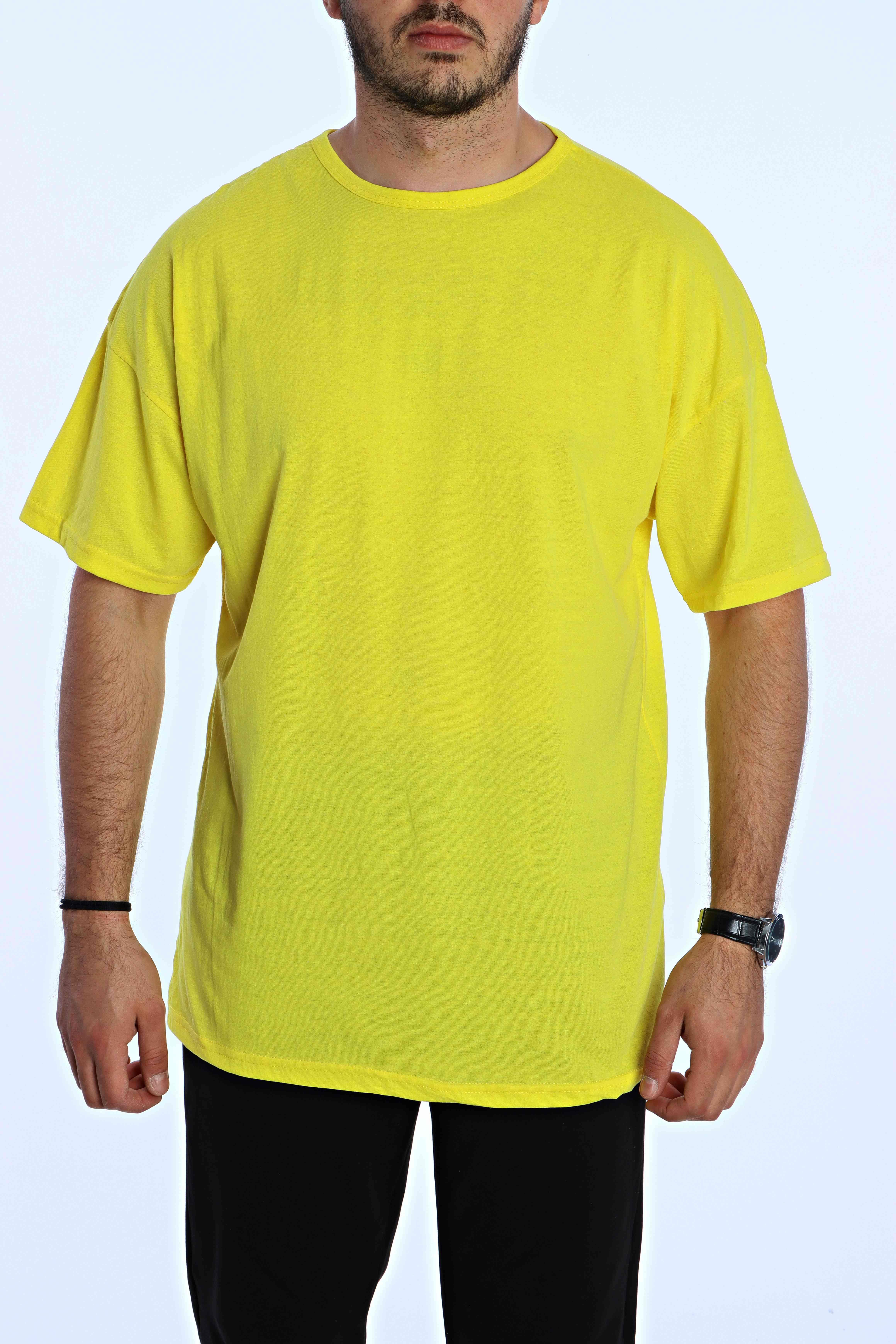 Düz Eko Oversize Tşört Sarı