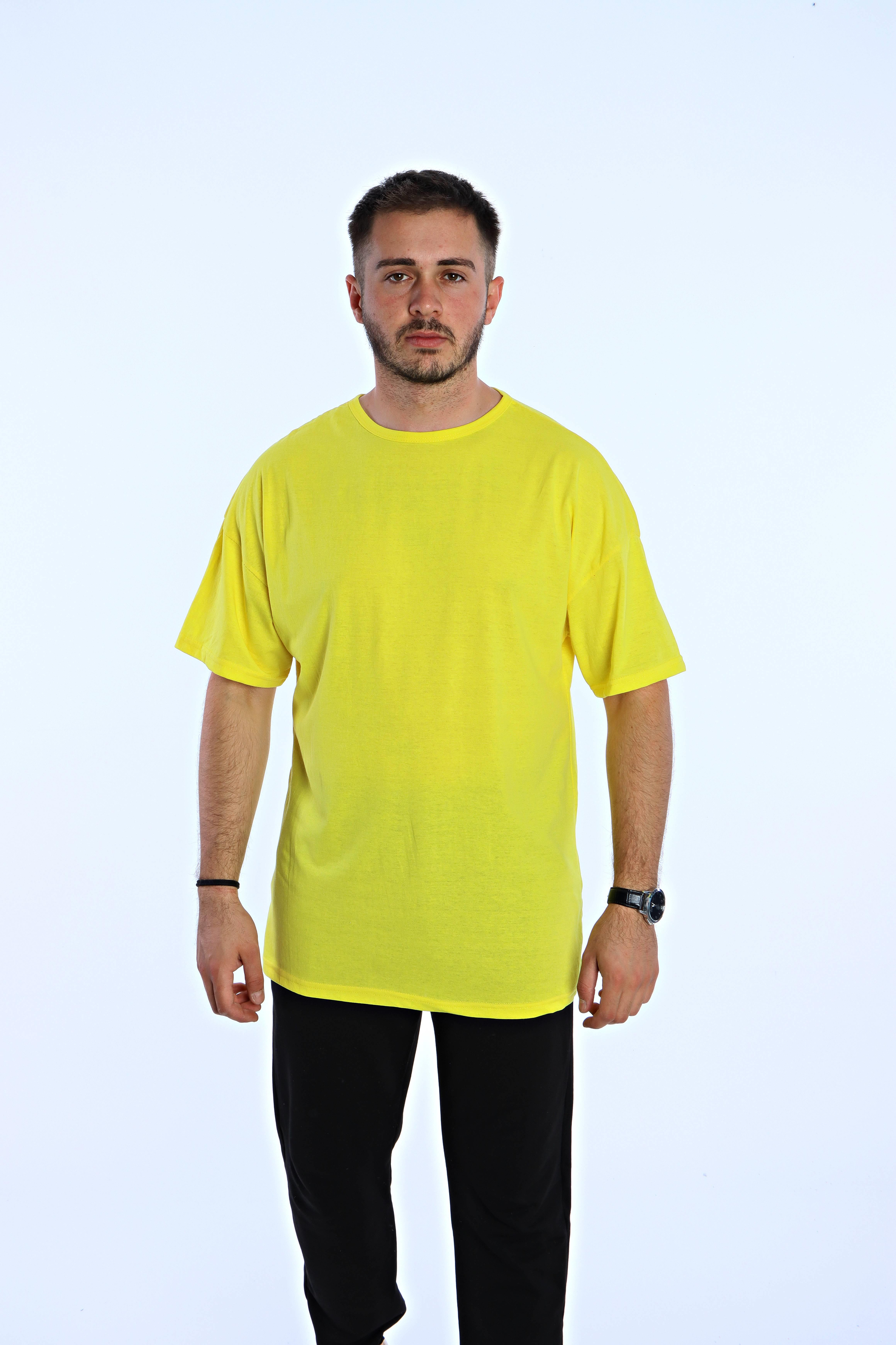Düz Eko Oversize Tşört Sarı