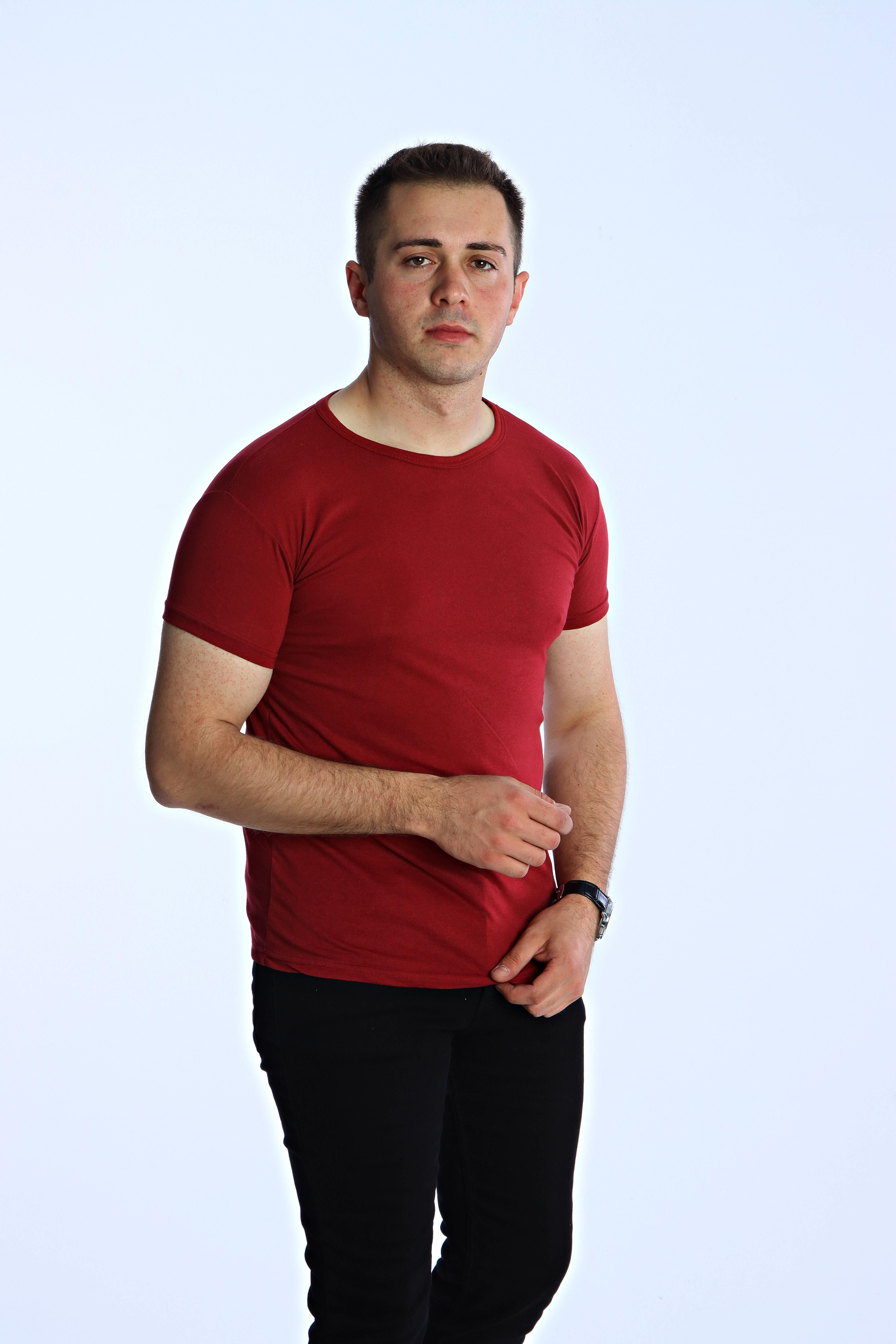 Eg38 Eko Slimfit Basic Tişört Bordo