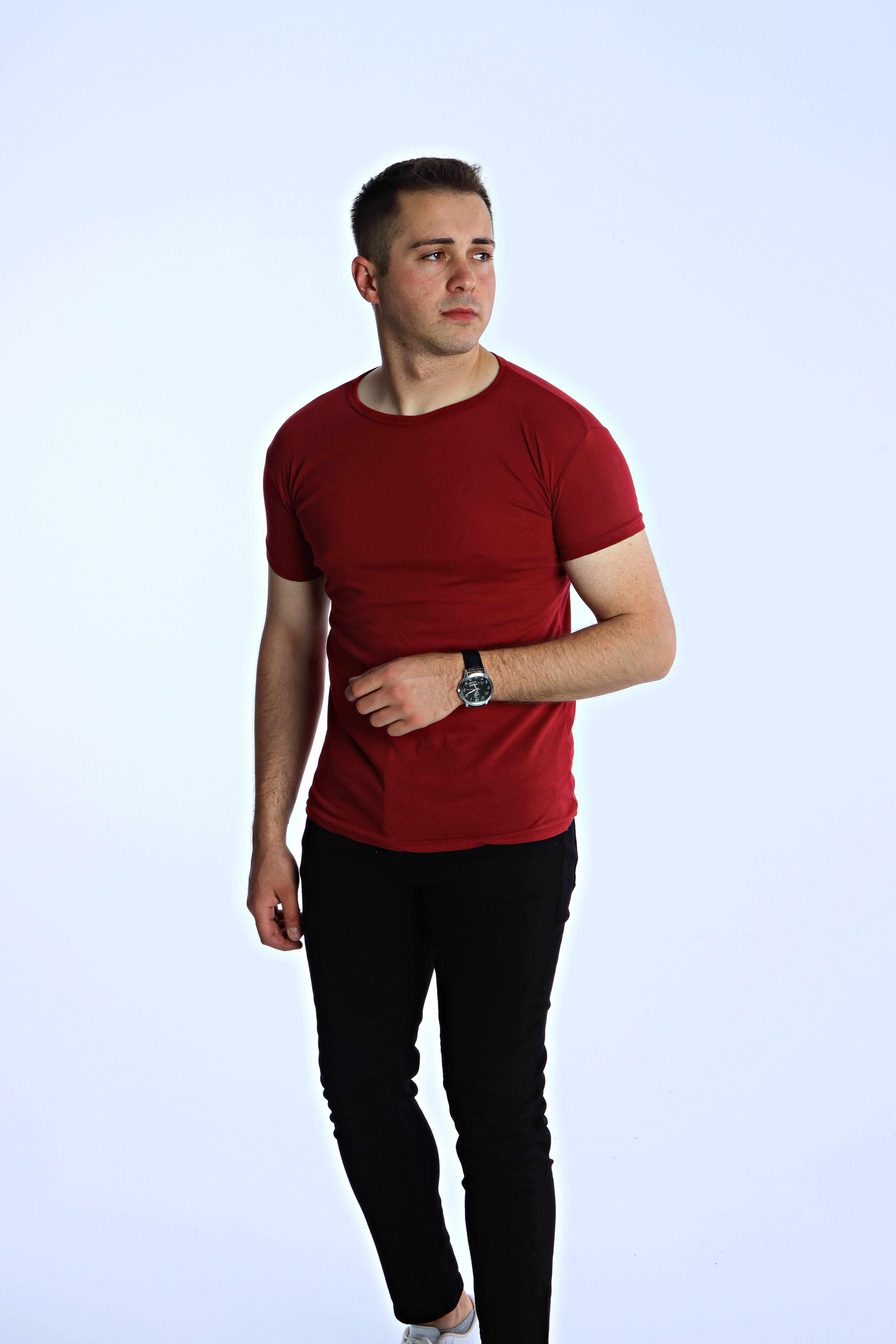 Eg38 Eko Slimfit Basic Tişört Bordo