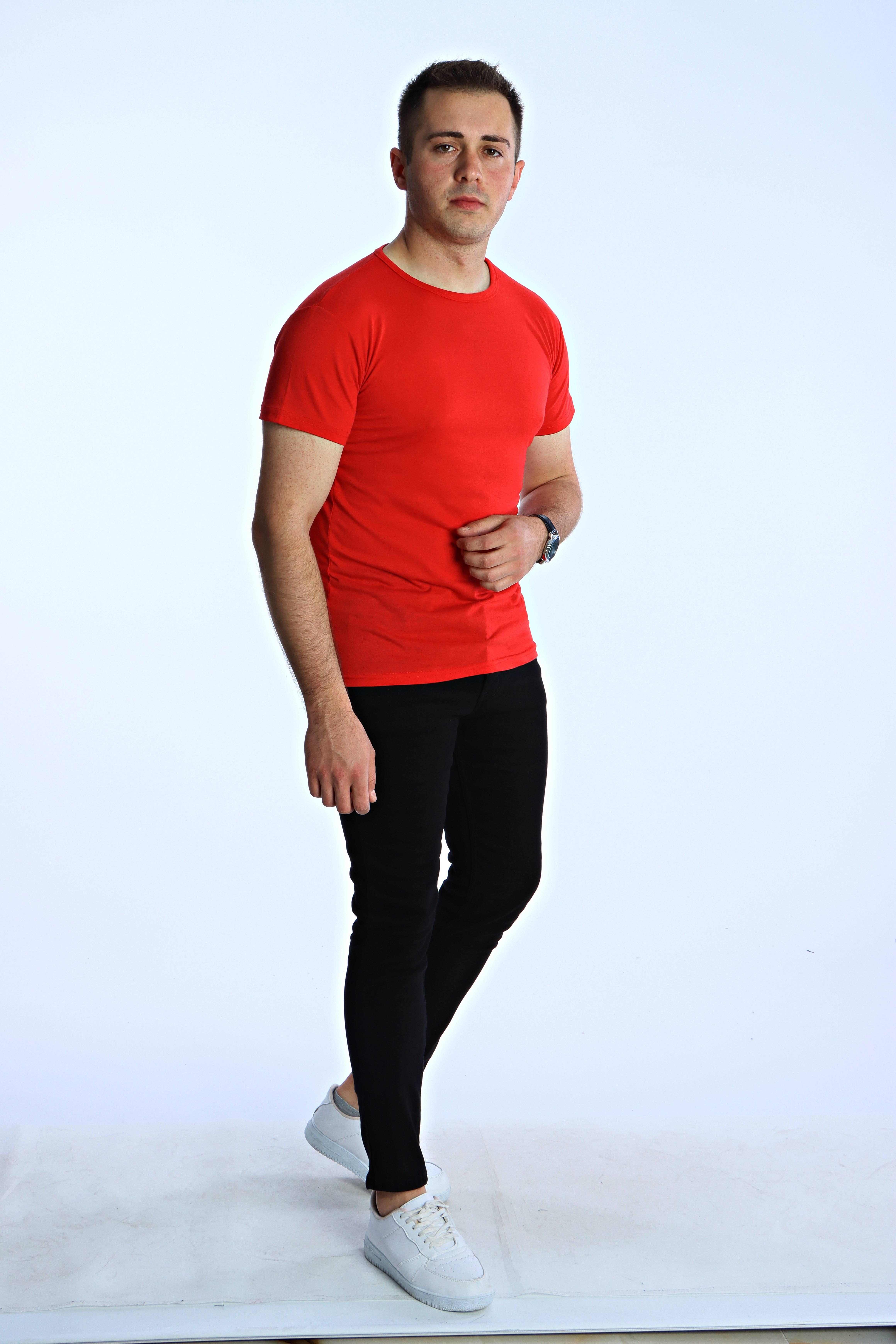 Eg38 Eko Slimfit Basic Tişört Kırmızı