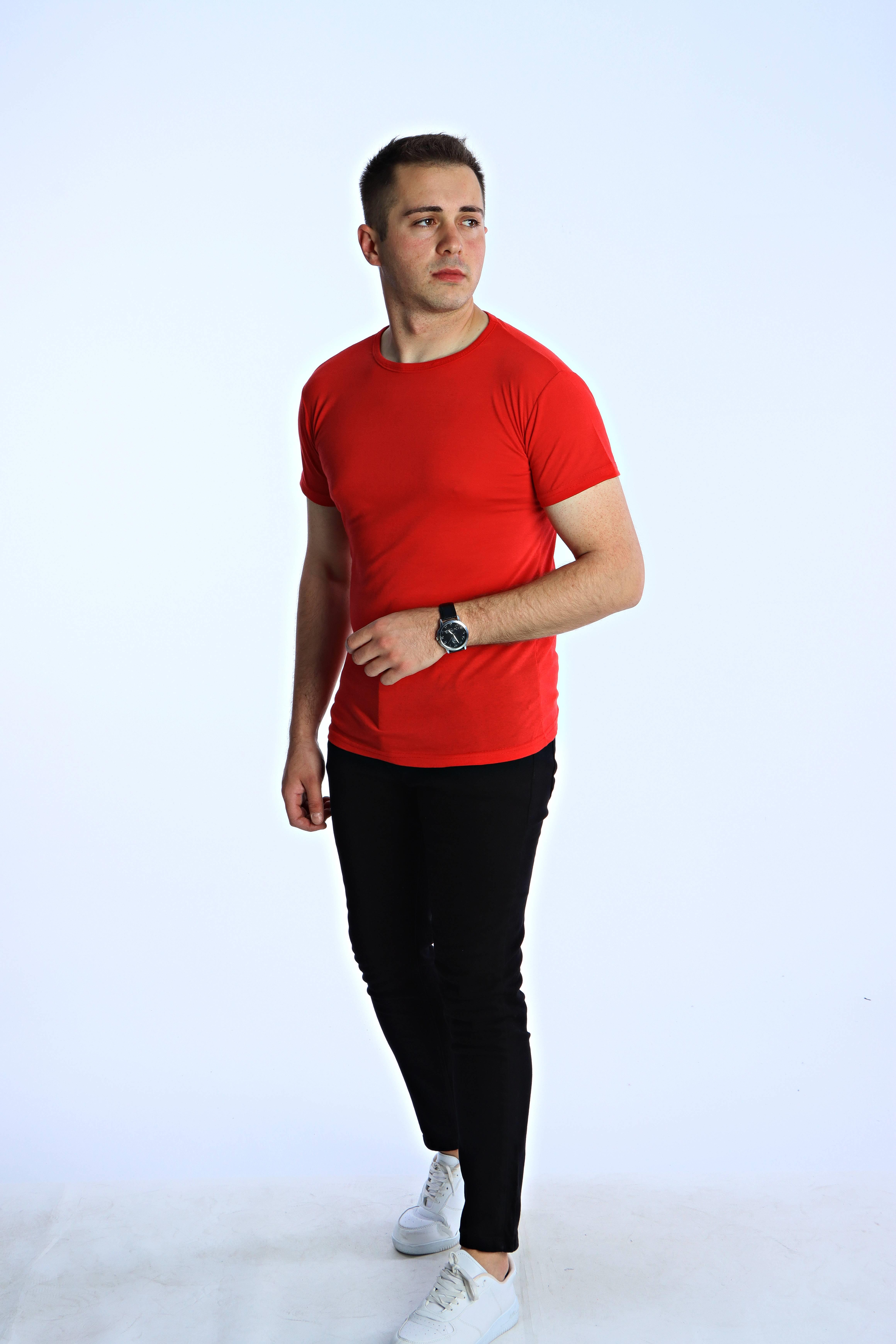 Eg38 Eko Slimfit Basic Tişört Kırmızı