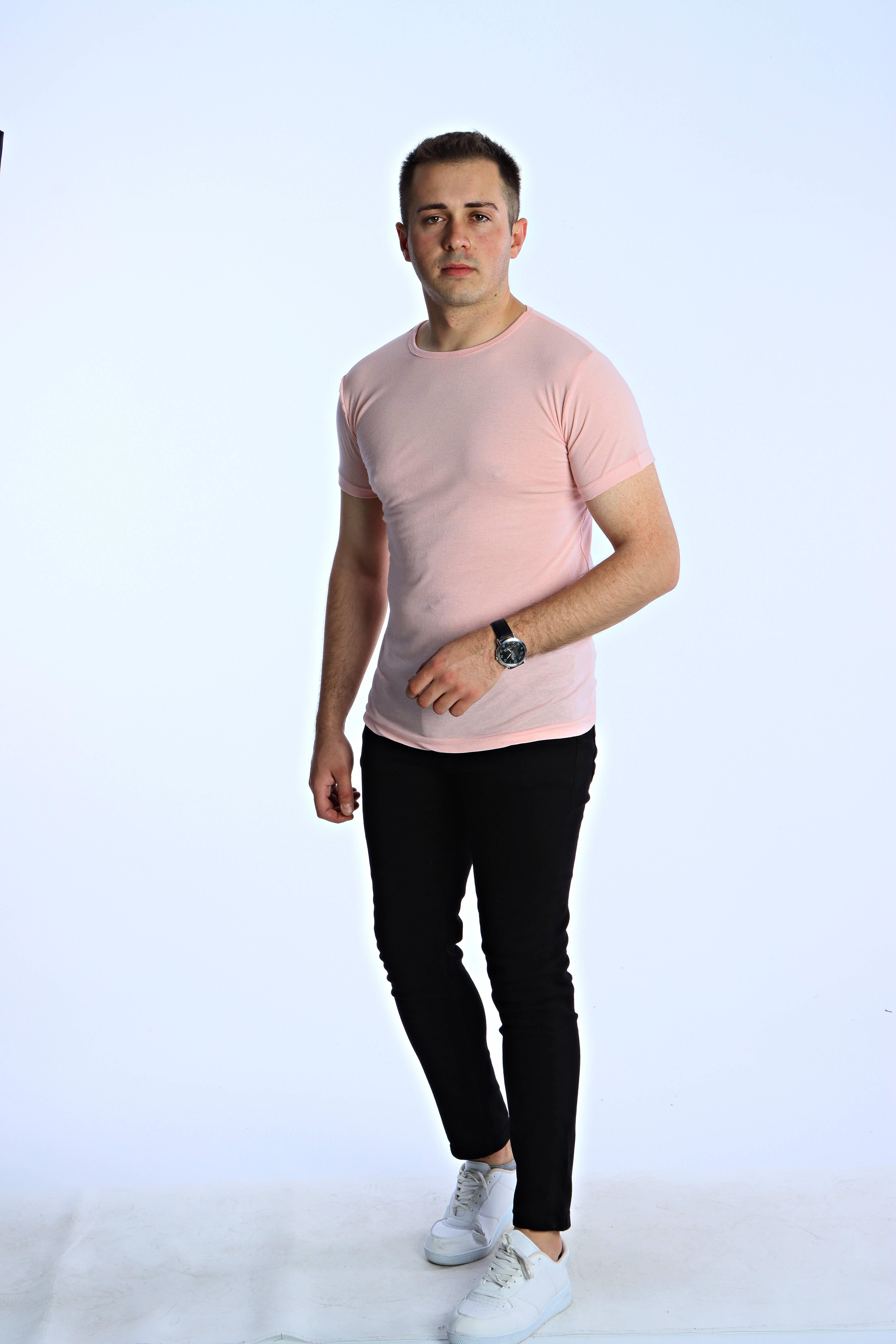 Eg38 Eko Slimfit Basic Tişört Pudra