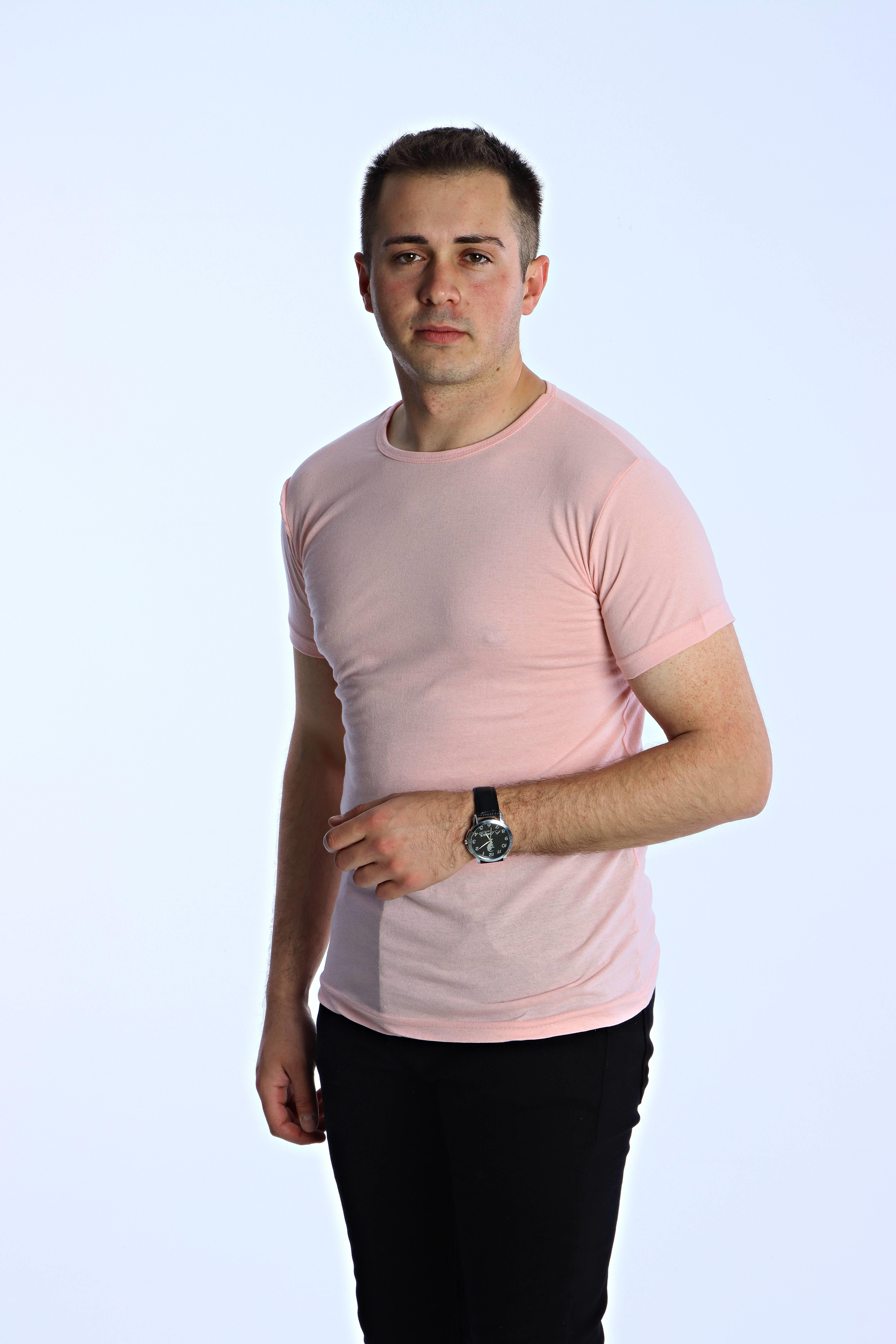 Eg38 Eko Slimfit Basic Tişört Pudra