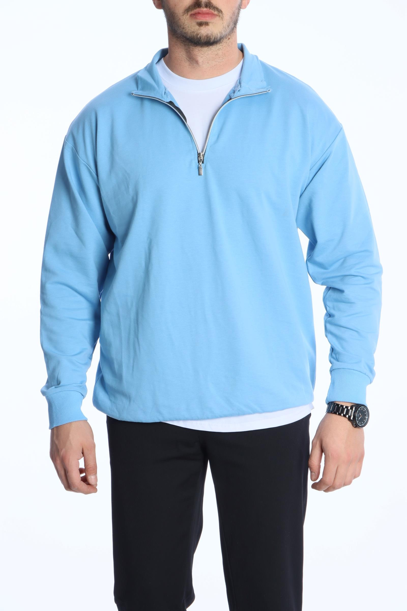 Eg38 Kompak Yarım Fermuar Sweat Bebe Mavi