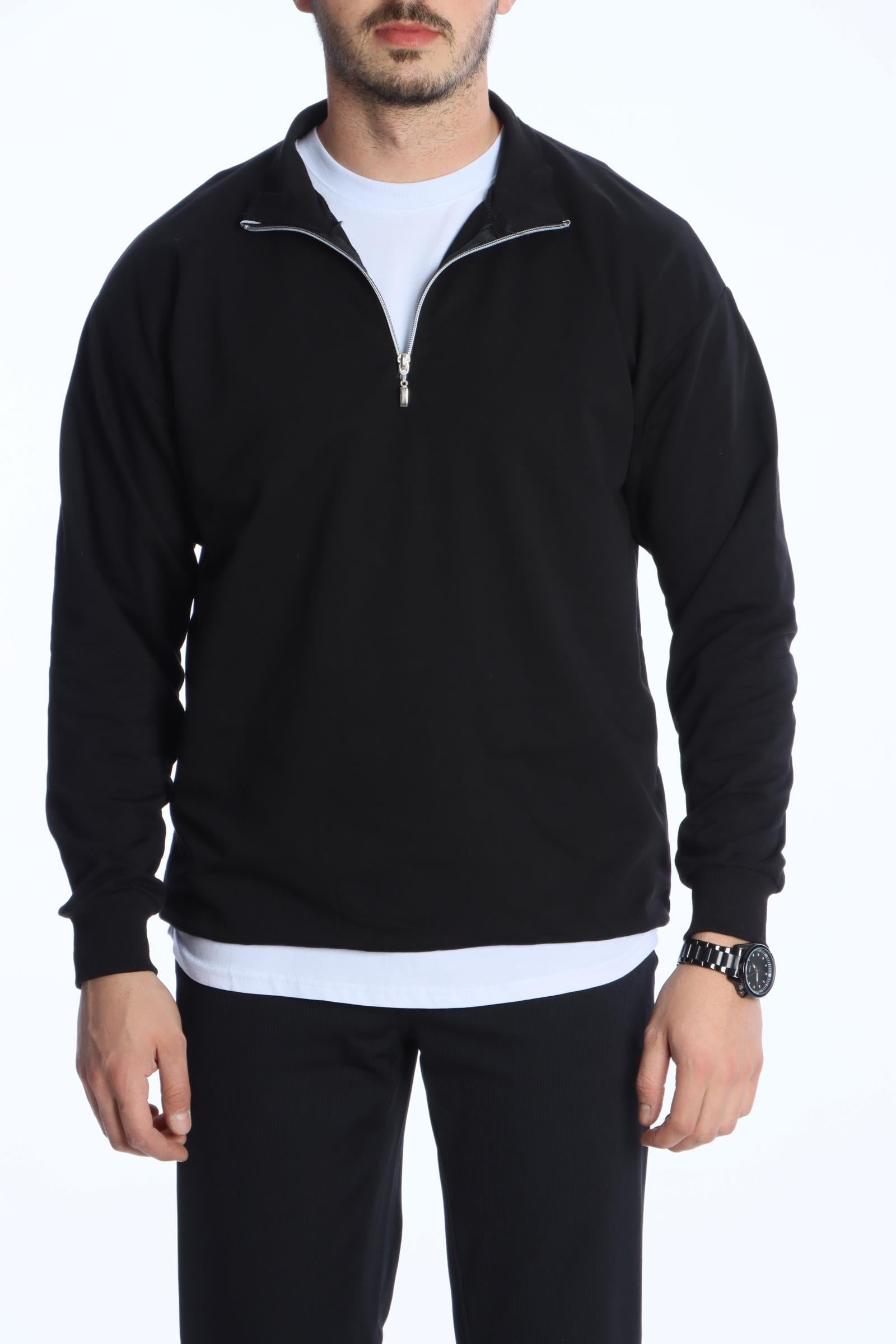 Eg38 Kompak Yarım Fermuar Sweat Siyah