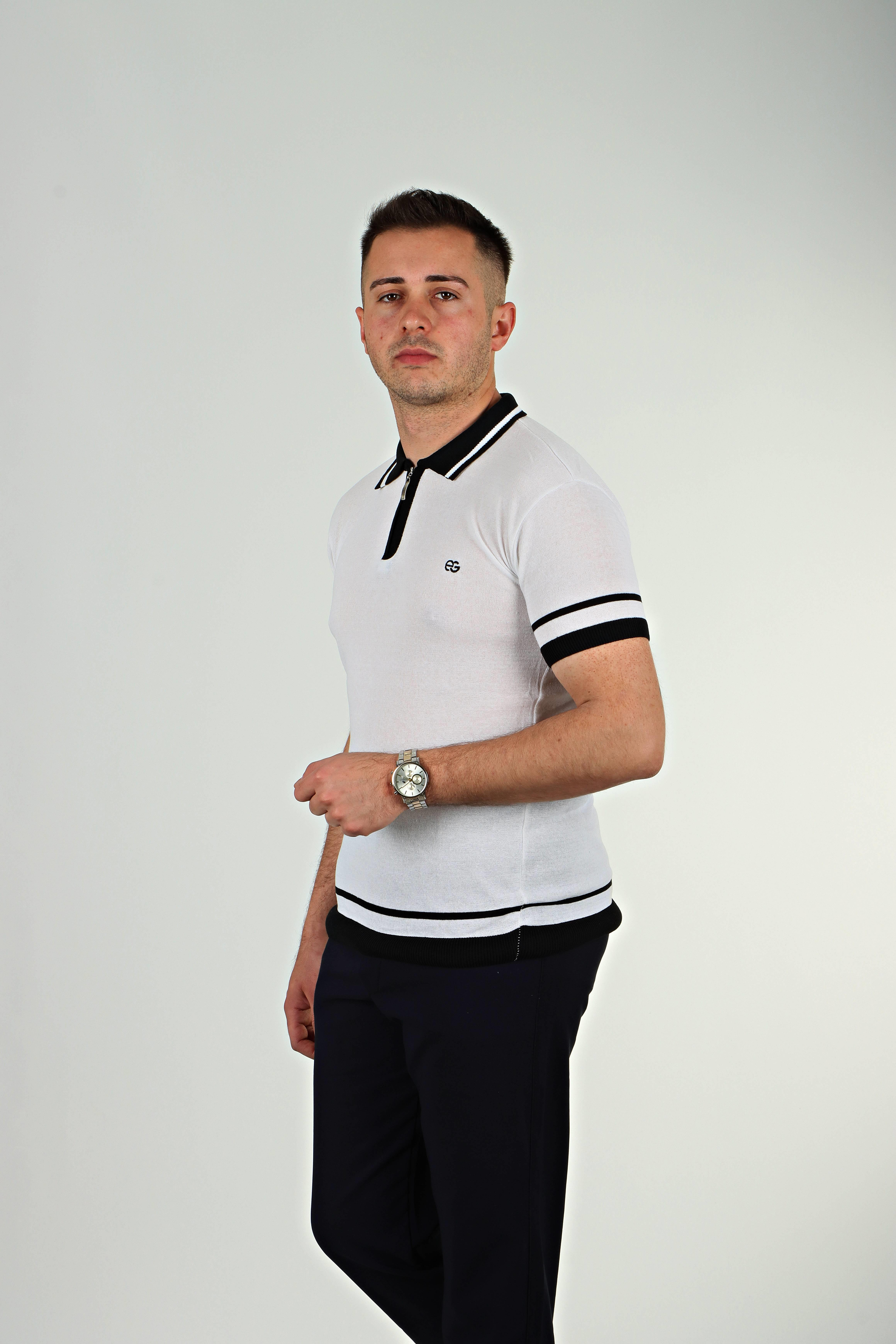 Eg38 Nakışlı Triko Tişört Beyaz