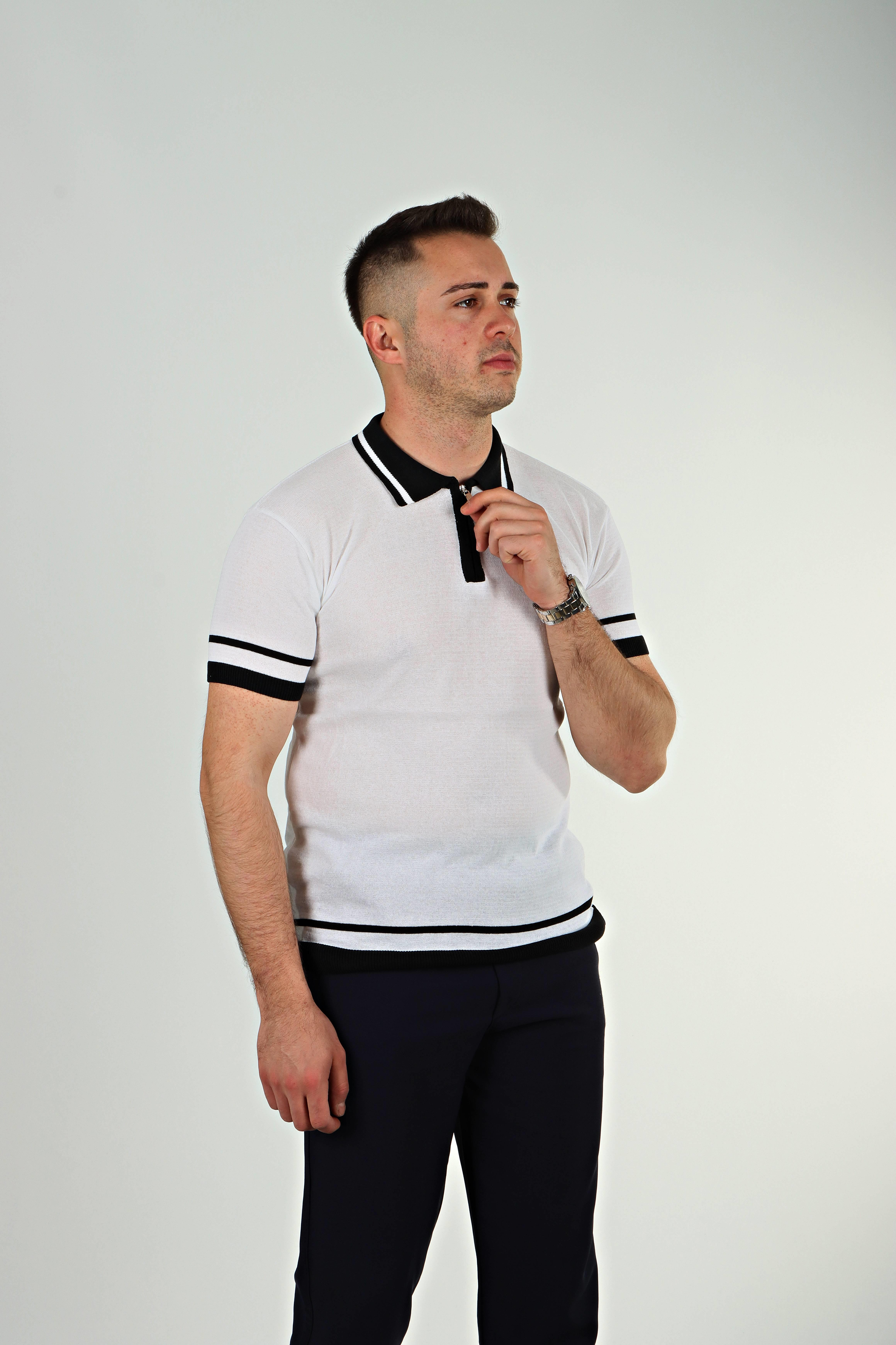 Eg38 Nakışlı Triko Tişört Beyaz