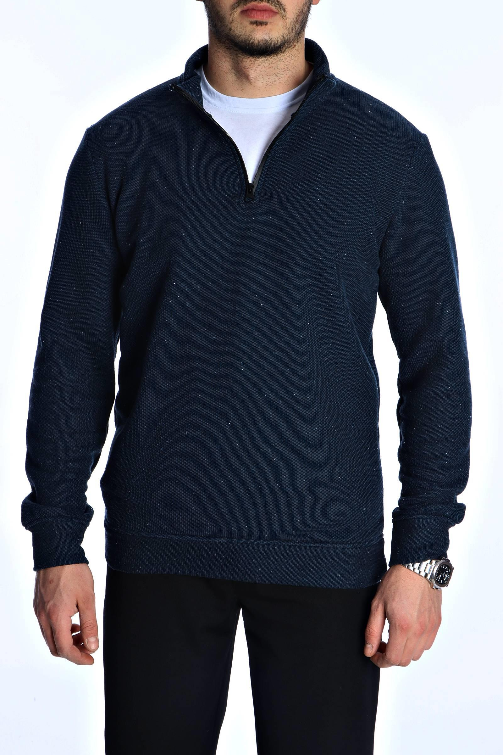 Eg38 Nopeli Şardonlu Yarım Fermuar Sweat Lacivert