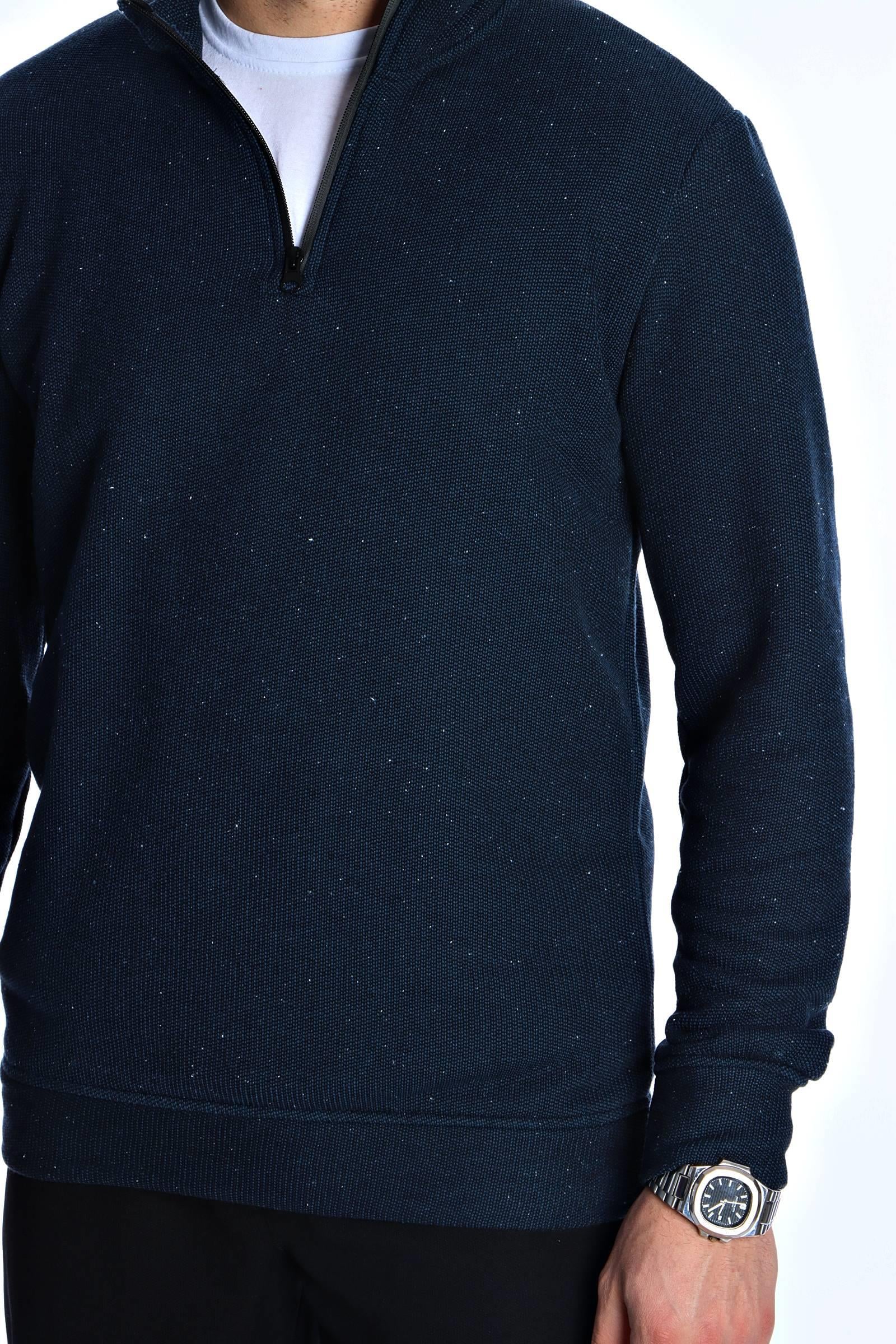 Eg38 Nopeli Şardonlu Yarım Fermuar Sweat Lacivert